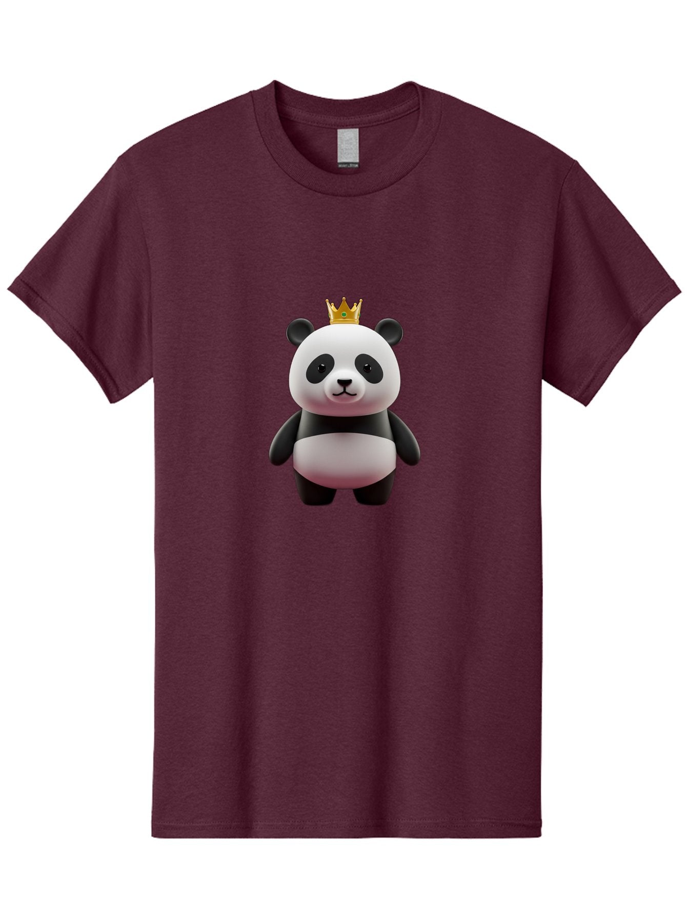 Panda-With-Gold-Crown Men'S Graphic Tee, 100% Cotton, Comfortable Casual Summer Wear, Machine Washable, Cartoon Panda, Panda Bear, Cute Animal, Crown On Head, Royal Treatment, Adorable Creature, Funny Character, 3D Illustration, Bae618 5
