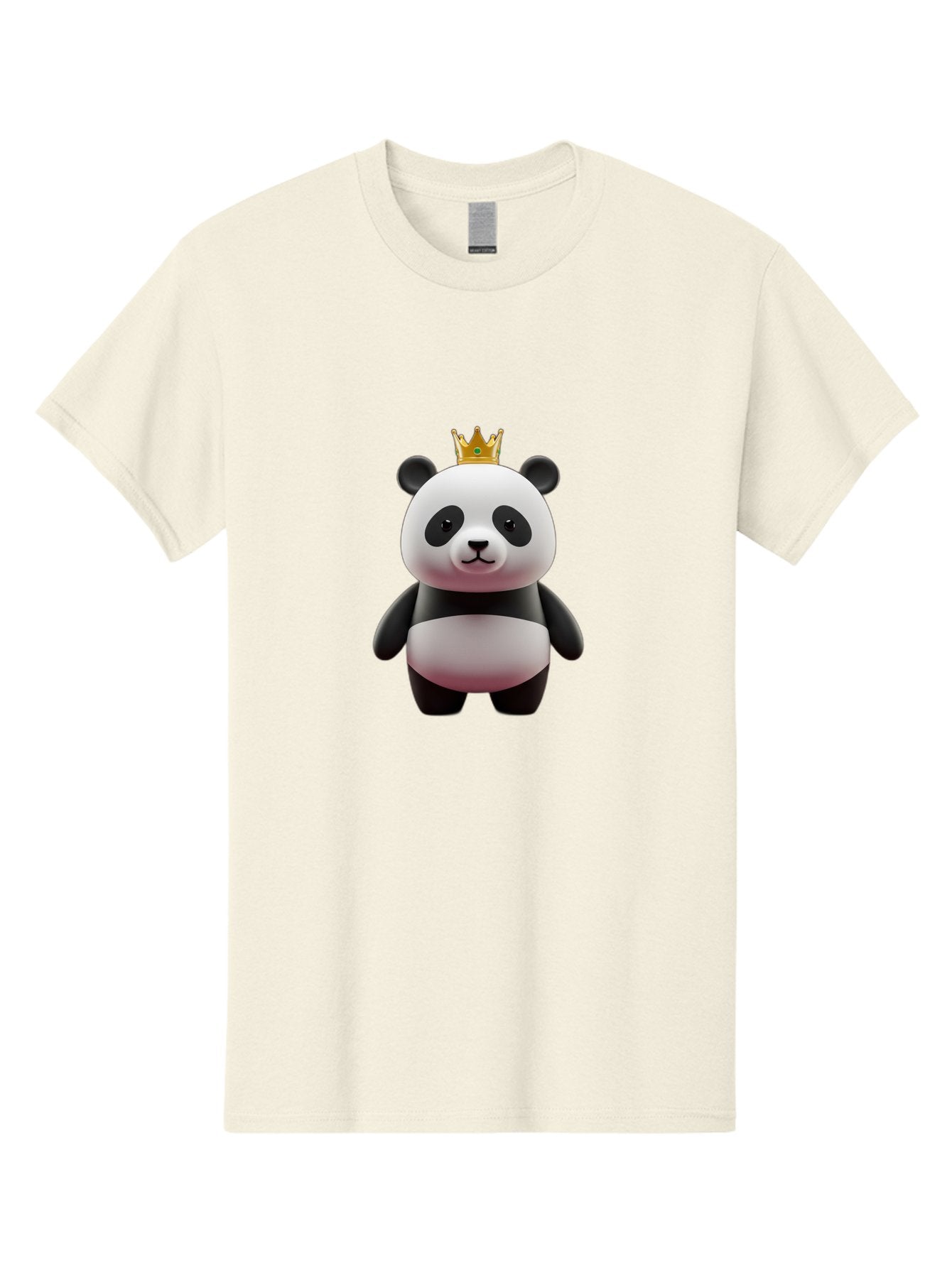 Panda-With-Gold-Crown Men'S Graphic Tee, 100% Cotton, Comfortable Casual Summer Wear, Machine Washable, Cartoon Panda, Panda Bear, Cute Animal, Crown On Head, Royal Treatment, Adorable Creature, Funny Character, 3D Illustration, Bae618 9