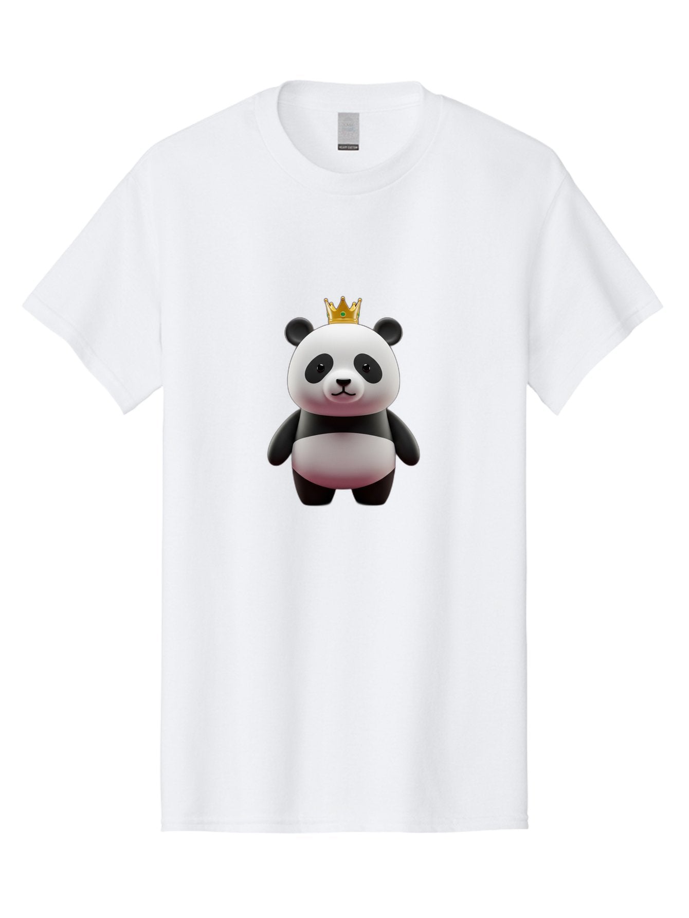 Panda-With-Gold-Crown Men'S Graphic Tee, 100% Cotton, Comfortable Casual Summer Wear, Machine Washable, Cartoon Panda, Panda Bear, Cute Animal, Crown On Head, Royal Treatment, Adorable Creature, Funny Character, 3D Illustration, Bae618 7