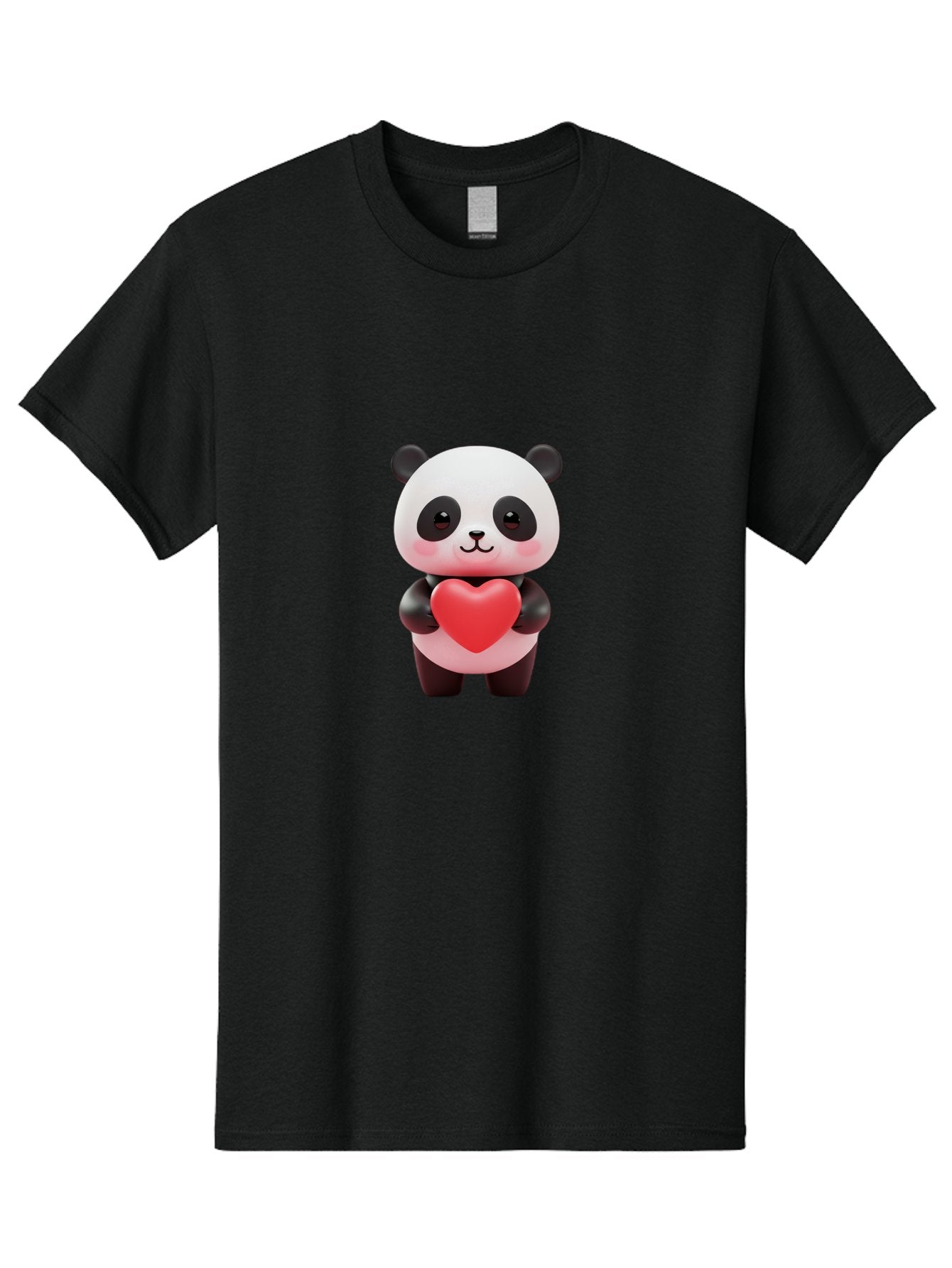 Panda-With-Heart-1 Men'S Graphic Tee, 100% Cotton, Comfortable Casual Summer Wear, Machine Washable, Cartoon Panda, Red Heart, Cute Animal, Love Symbol, Adorable Character, 3D Illustration, Panda Bear, Heart Shape, Love Expression, Kawaii Art Bae619