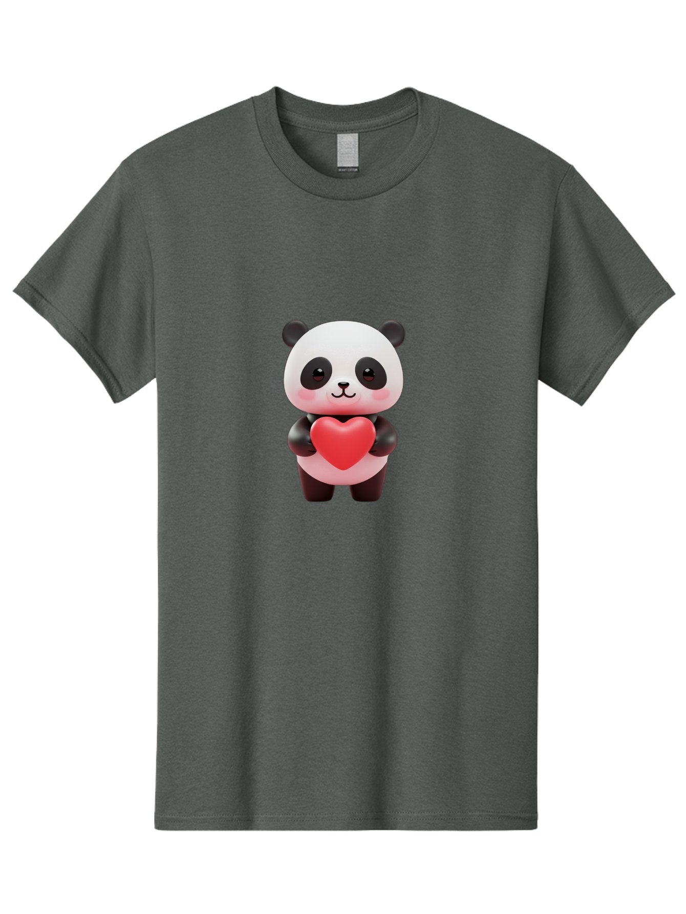 Panda-With-Heart-1 Men'S Graphic Tee, 100% Cotton, Comfortable Casual Summer Wear, Machine Washable, Cartoon Panda, Red Heart, Cute Animal, Love Symbol, Adorable Character, 3D Illustration, Panda Bear, Heart Shape, Love Expression, Kawaii Art Bae619 10