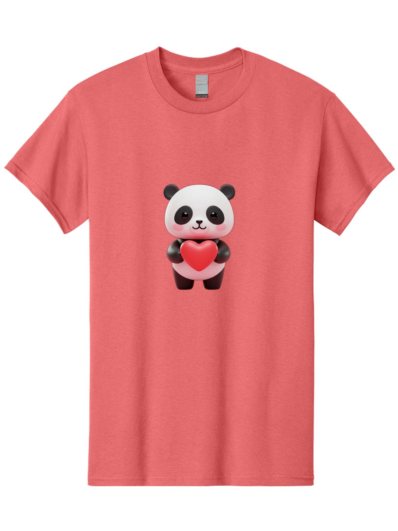 Panda-With-Heart-1 Men'S Graphic Tee, 100% Cotton, Comfortable Casual Summer Wear, Machine Washable, Cartoon Panda, Red Heart, Cute Animal, Love Symbol, Adorable Character, 3D Illustration, Panda Bear, Heart Shape, Love Expression, Kawaii Art Bae619 13
