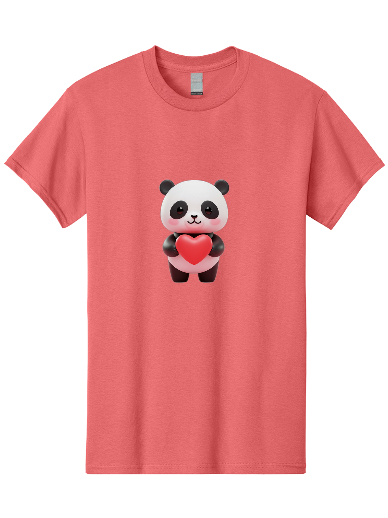 Panda-With-Heart-1 Men'S Graphic Tee, 100% Cotton, Comfortable Casual Summer Wear, Machine Washable, Cartoon Panda, Red Heart, Cute Animal, Love Symbol, Adorable Character, 3D Illustration, Panda Bear, Heart Shape, Love Expression, Kawaii Art Bae619 15