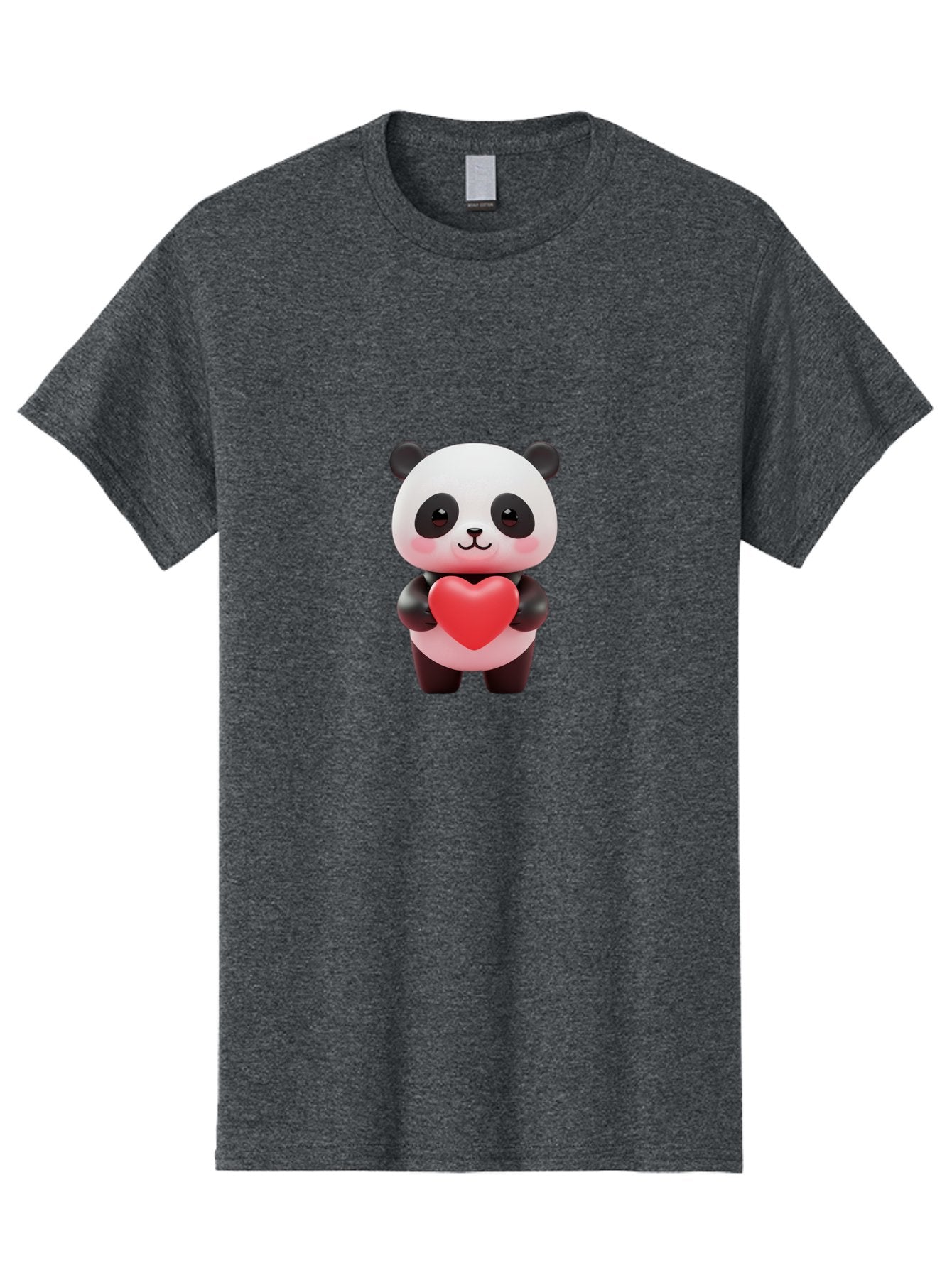 Panda-With-Heart-1 Men'S Graphic Tee, 100% Cotton, Comfortable Casual Summer Wear, Machine Washable, Cartoon Panda, Red Heart, Cute Animal, Love Symbol, Adorable Character, 3D Illustration, Panda Bear, Heart Shape, Love Expression, Kawaii Art Bae619 14