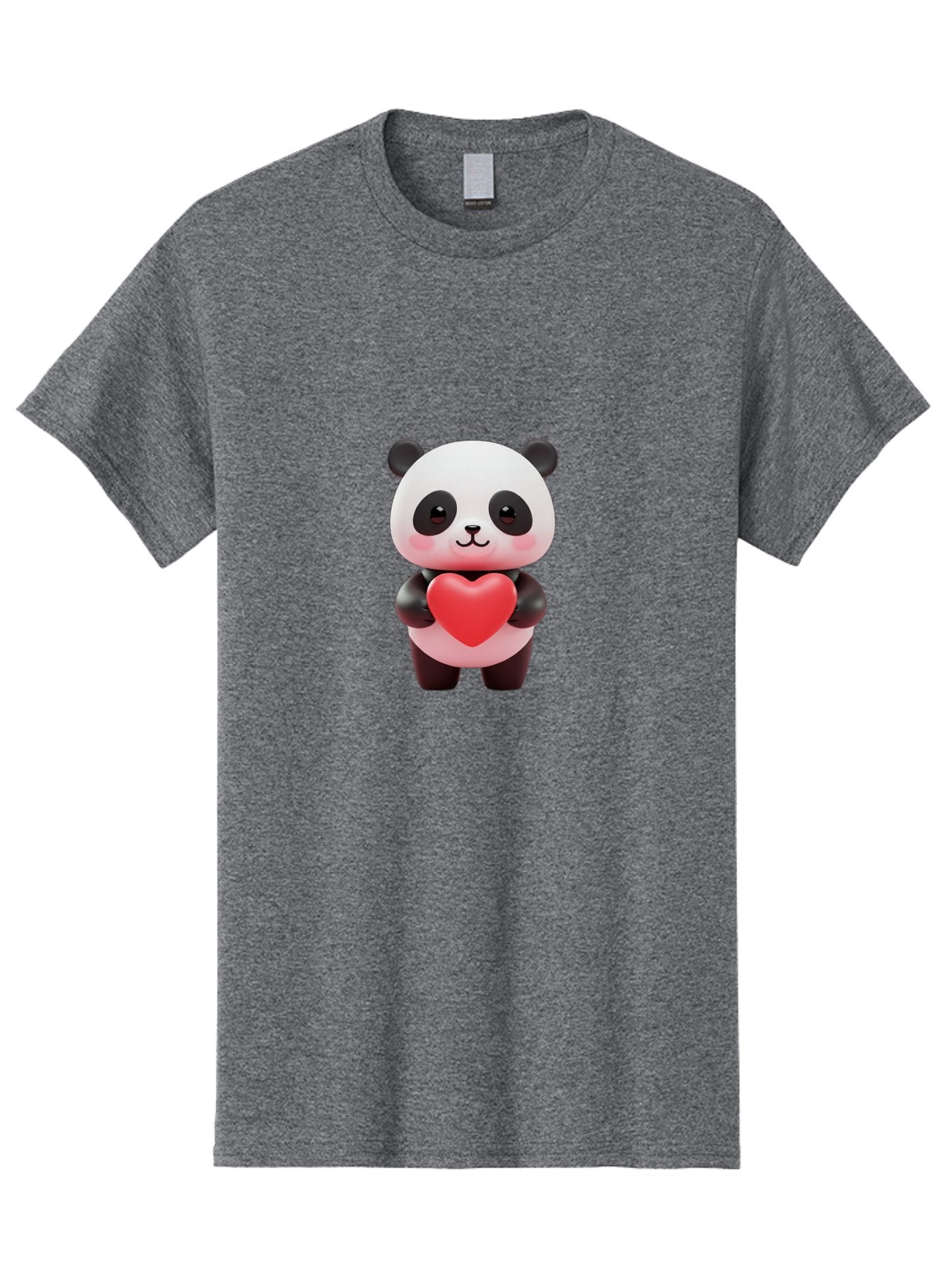 Panda-With-Heart-1 Men'S Graphic Tee, 100% Cotton, Comfortable Casual Summer Wear, Machine Washable, Cartoon Panda, Red Heart, Cute Animal, Love Symbol, Adorable Character, 3D Illustration, Panda Bear, Heart Shape, Love Expression, Kawaii Art Bae619 12