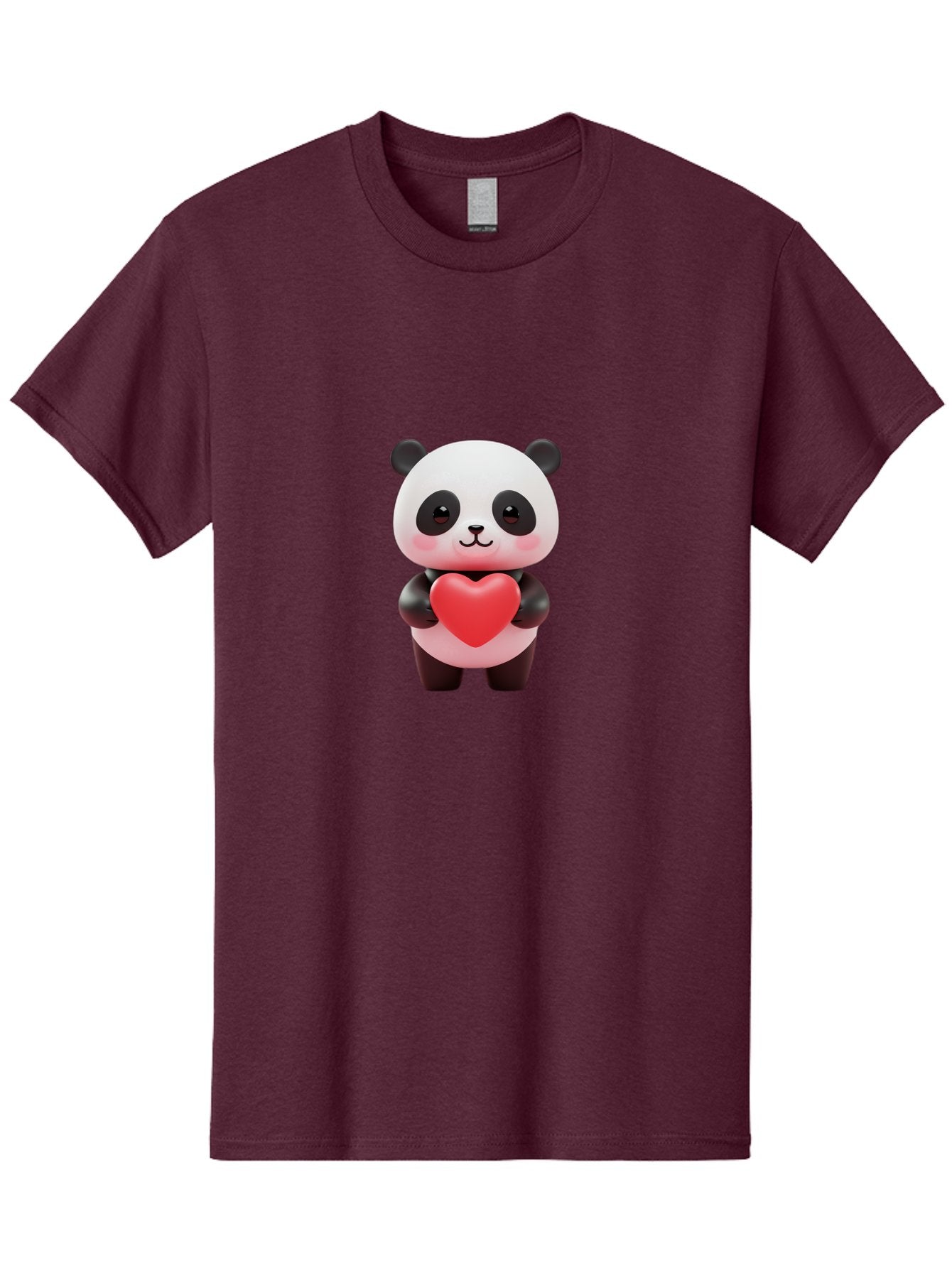 Panda-With-Heart-1 Men'S Graphic Tee, 100% Cotton, Comfortable Casual Summer Wear, Machine Washable, Cartoon Panda, Red Heart, Cute Animal, Love Symbol, Adorable Character, 3D Illustration, Panda Bear, Heart Shape, Love Expression, Kawaii Art Bae619 15