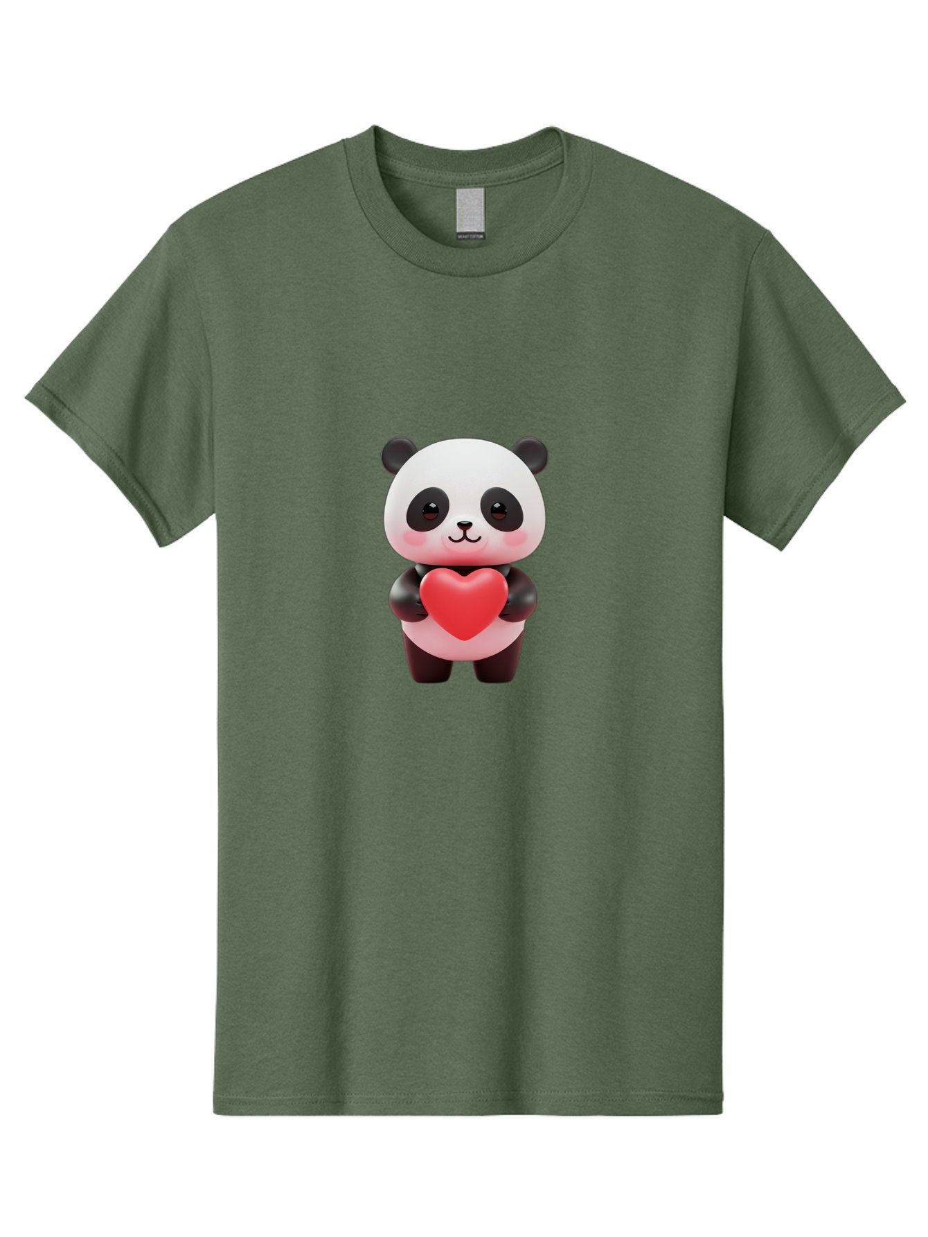 Panda-With-Heart-1 Men'S Graphic Tee, 100% Cotton, Comfortable Casual Summer Wear, Machine Washable, Cartoon Panda, Red Heart, Cute Animal, Love Symbol, Adorable Character, 3D Illustration, Panda Bear, Heart Shape, Love Expression, Kawaii Art Bae619