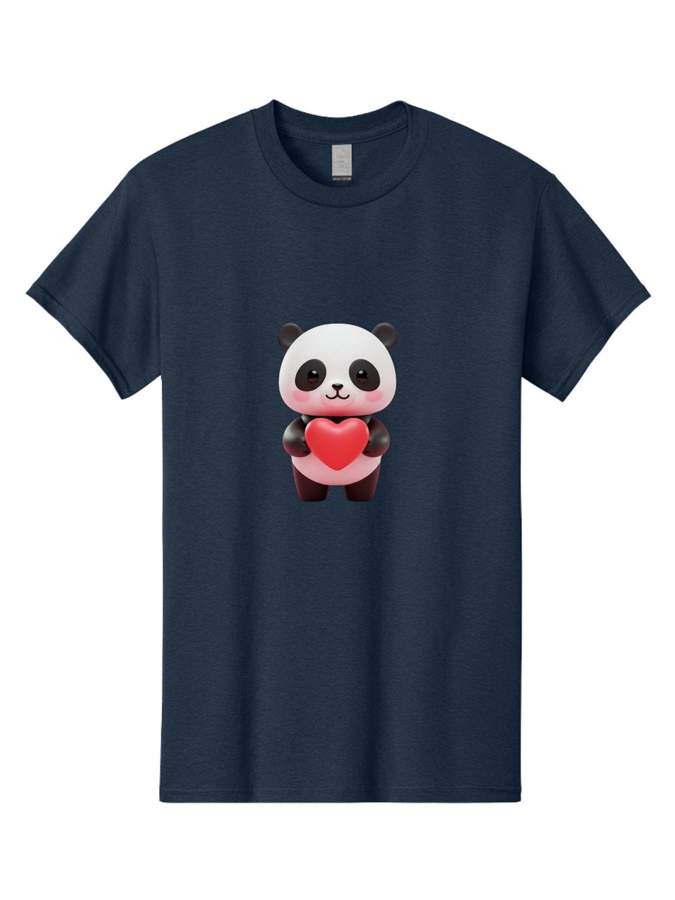 Panda-With-Heart-1 Men'S Graphic Tee, 100% Cotton, Comfortable Casual Summer Wear, Machine Washable, Cartoon Panda, Red Heart, Cute Animal, Love Symbol, Adorable Character, 3D Illustration, Panda Bear, Heart Shape, Love Expression, Kawaii Art Bae619 9