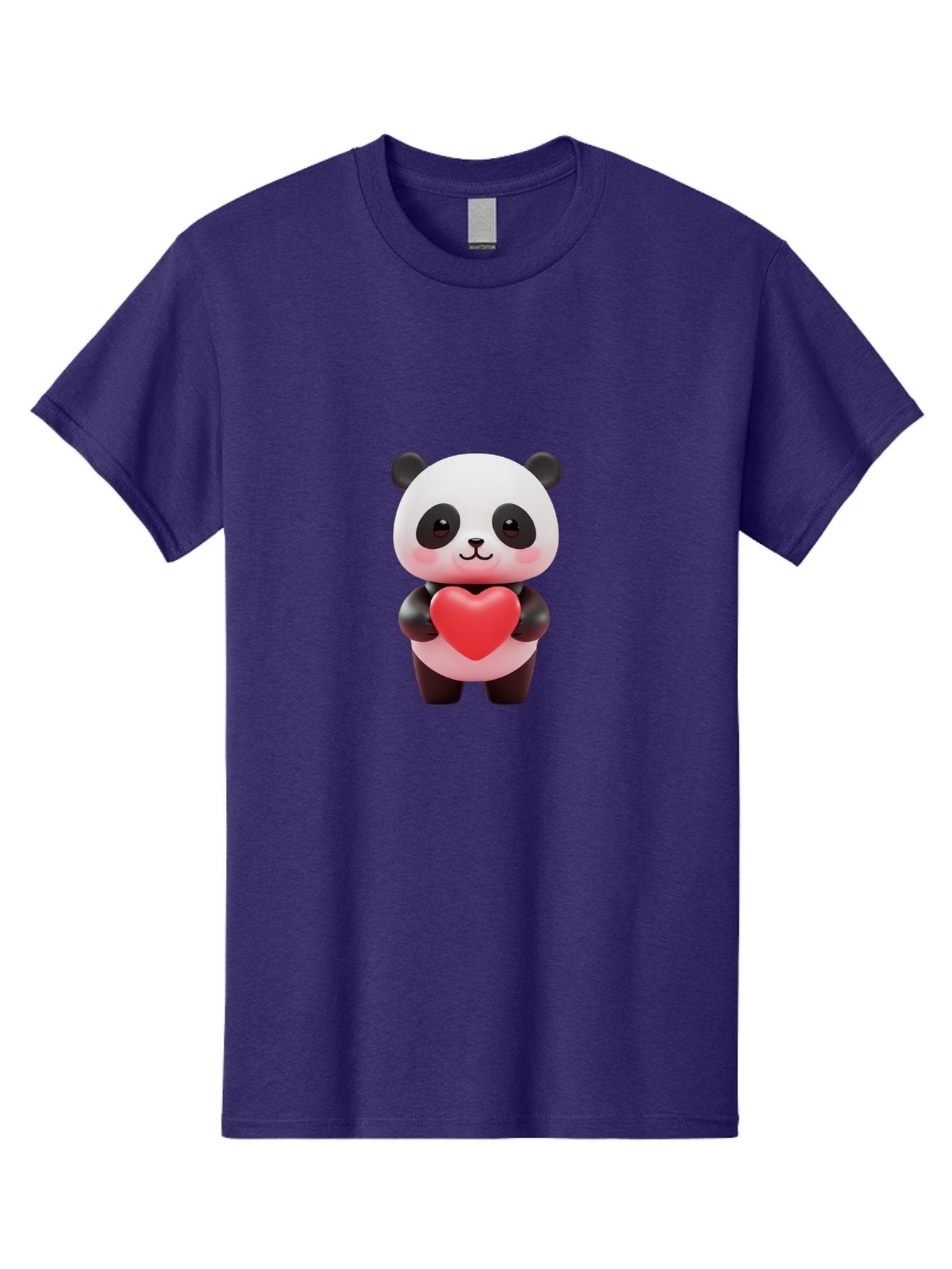 Panda-With-Heart-1 Men'S Graphic Tee, 100% Cotton, Comfortable Casual Summer Wear, Machine Washable, Cartoon Panda, Red Heart, Cute Animal, Love Symbol, Adorable Character, 3D Illustration, Panda Bear, Heart Shape, Love Expression, Kawaii Art Bae619 3