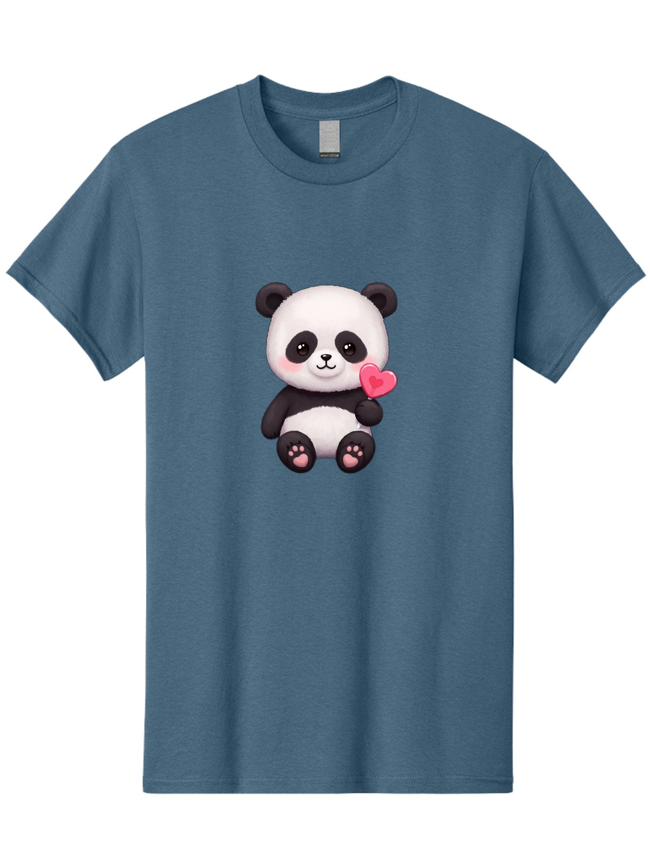 Panda-With-Heart-2 Men'S Graphic Tee, 100% Cotton, Comfortable Casual Summer Wear, Machine Washable, Cute Panda Bear, Holding Heart, Adorable Animal, Cartoon Character, Pink Heart, Love Symbol, Kawaii Illustration, Fuzzy Texture, Bae620 13