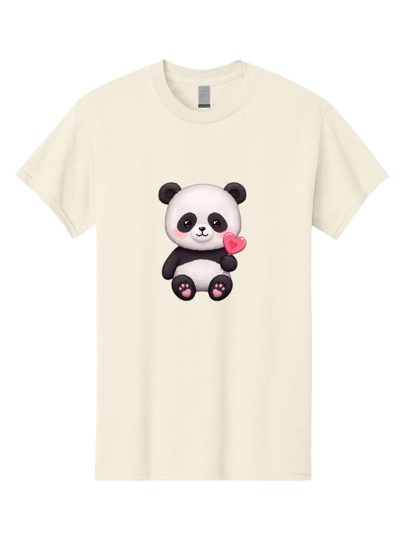 Panda-With-Heart-2 Men'S Graphic Tee, 100% Cotton, Comfortable Casual Summer Wear, Machine Washable, Cute Panda Bear, Holding Heart, Adorable Animal, Cartoon Character, Pink Heart, Love Symbol, Kawaii Illustration, Fuzzy Texture, Bae620 11