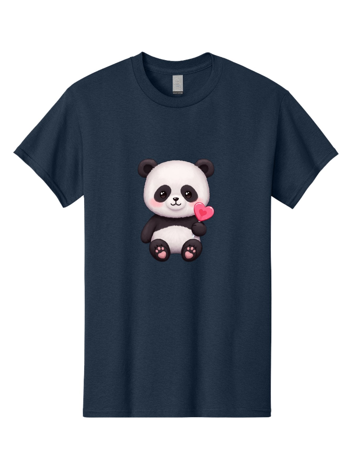 Panda-With-Heart-2 Men'S Graphic Tee, 100% Cotton, Comfortable Casual Summer Wear, Machine Washable, Cute Panda Bear, Holding Heart, Adorable Animal, Cartoon Character, Pink Heart, Love Symbol, Kawaii Illustration, Fuzzy Texture, Bae620 12