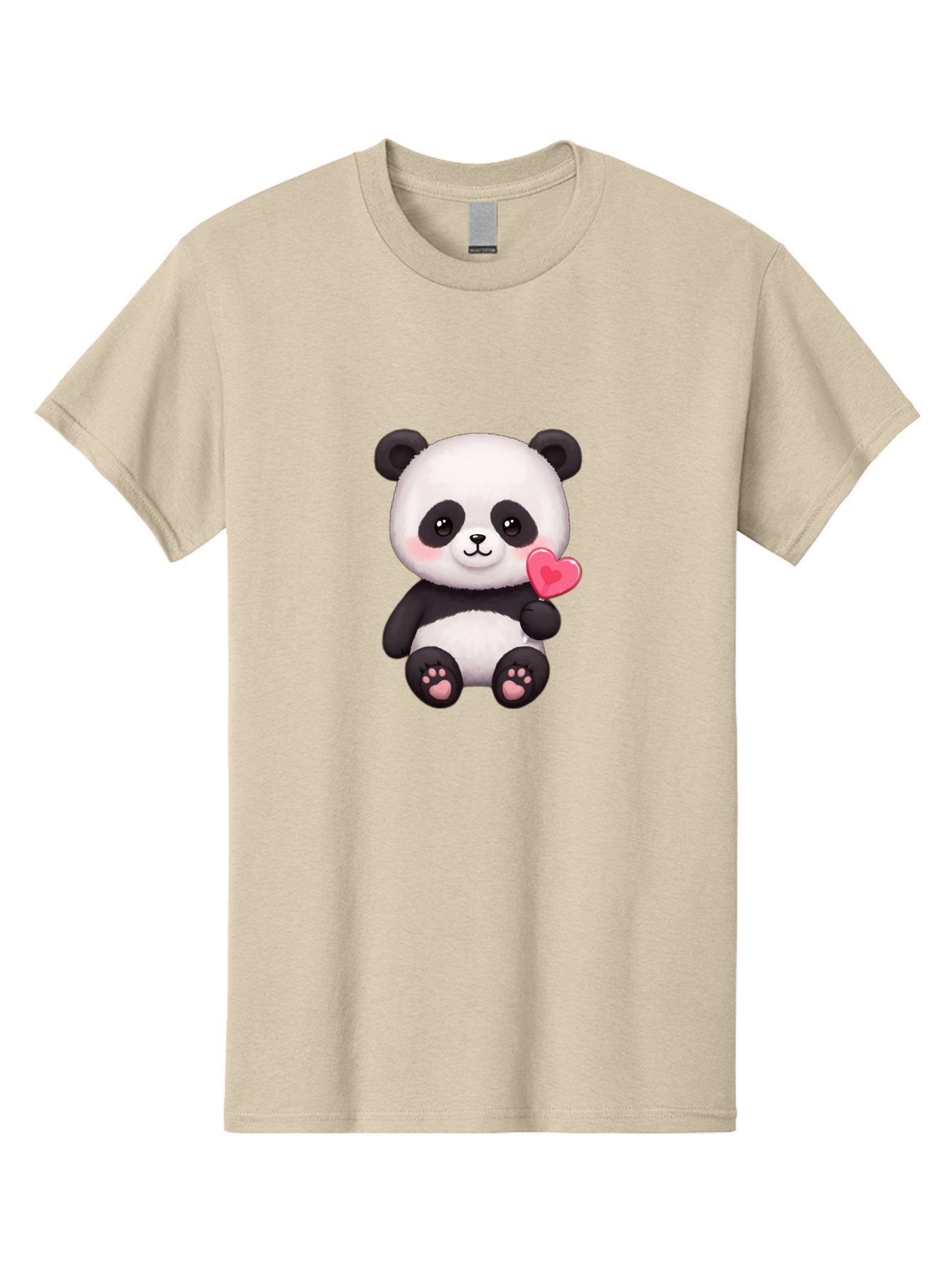 Panda-With-Heart-2 Men'S Graphic Tee, 100% Cotton, Comfortable Casual Summer Wear, Machine Washable, Cute Panda Bear, Holding Heart, Adorable Animal, Cartoon Character, Pink Heart, Love Symbol, Kawaii Illustration, Fuzzy Texture, Bae620 14