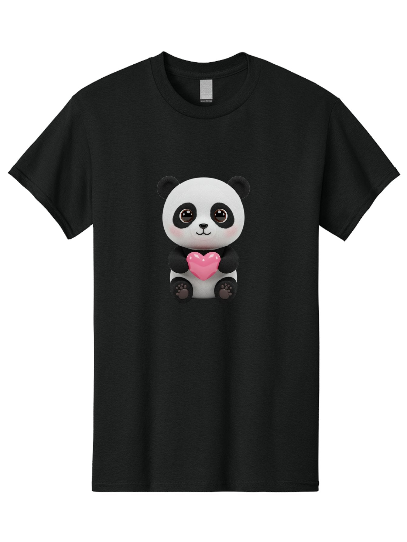Panda-With-Heart Men'S Graphic Tee, 100% Cotton, Comfortable Casual Summer Wear, Machine Washable, Kawaii Panda Bear, Cute Cartoon Character, Pink Heart Symbol, Adorable Illustration, Love And Affection, Digital Art, Heartwarming Scene, Bae621 13