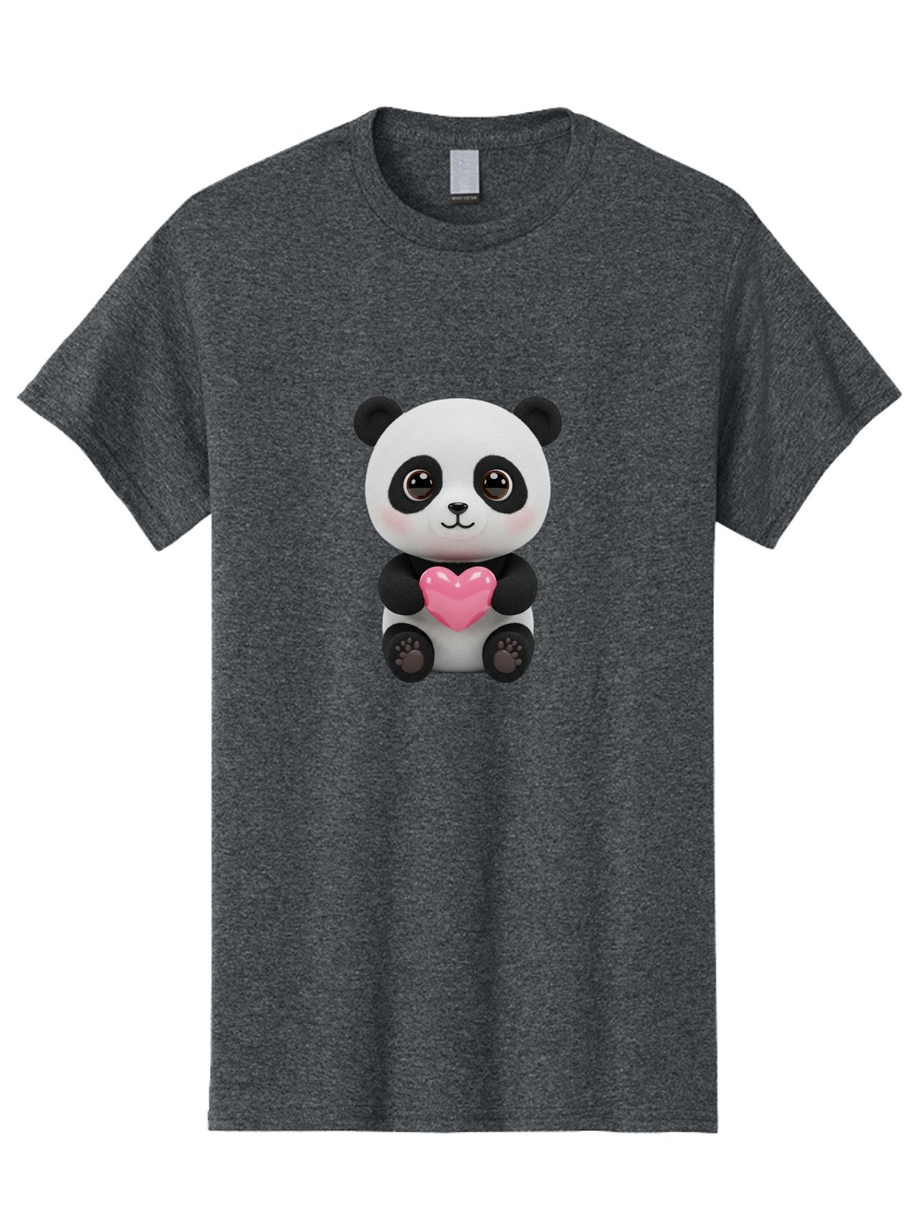 Panda-With-Heart Men'S Graphic Tee, 100% Cotton, Comfortable Casual Summer Wear, Machine Washable, Kawaii Panda Bear, Cute Cartoon Character, Pink Heart Symbol, Adorable Illustration, Love And Affection, Digital Art, Heartwarming Scene, Bae621 8