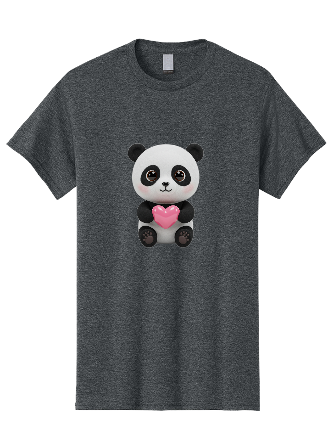 Panda-With-Heart Men'S Graphic Tee, 100% Cotton, Comfortable Casual Summer Wear, Machine Washable, Kawaii Panda Bear, Cute Cartoon Character, Pink Heart Symbol, Adorable Illustration, Love And Affection, Digital Art, Heartwarming Scene, Bae621 6