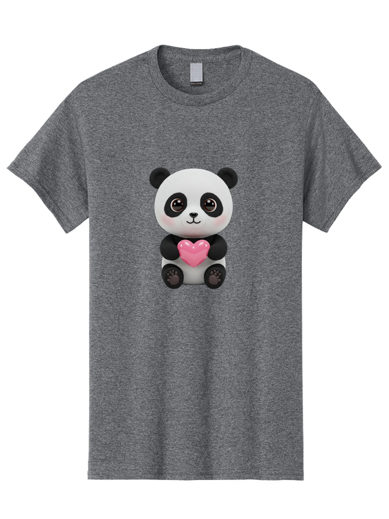 Panda-With-Heart Men'S Graphic Tee, 100% Cotton, Comfortable Casual Summer Wear, Machine Washable, Kawaii Panda Bear, Cute Cartoon Character, Pink Heart Symbol, Adorable Illustration, Love And Affection, Digital Art, Heartwarming Scene, Bae621 12