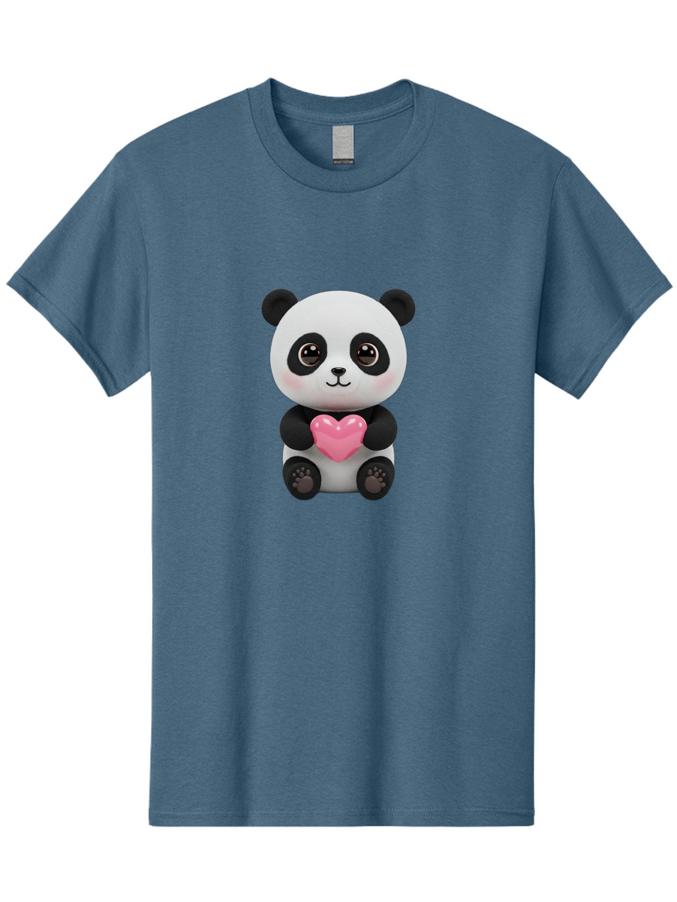 Panda-With-Heart Men'S Graphic Tee, 100% Cotton, Comfortable Casual Summer Wear, Machine Washable, Kawaii Panda Bear, Cute Cartoon Character, Pink Heart Symbol, Adorable Illustration, Love And Affection, Digital Art, Heartwarming Scene, Bae621 14