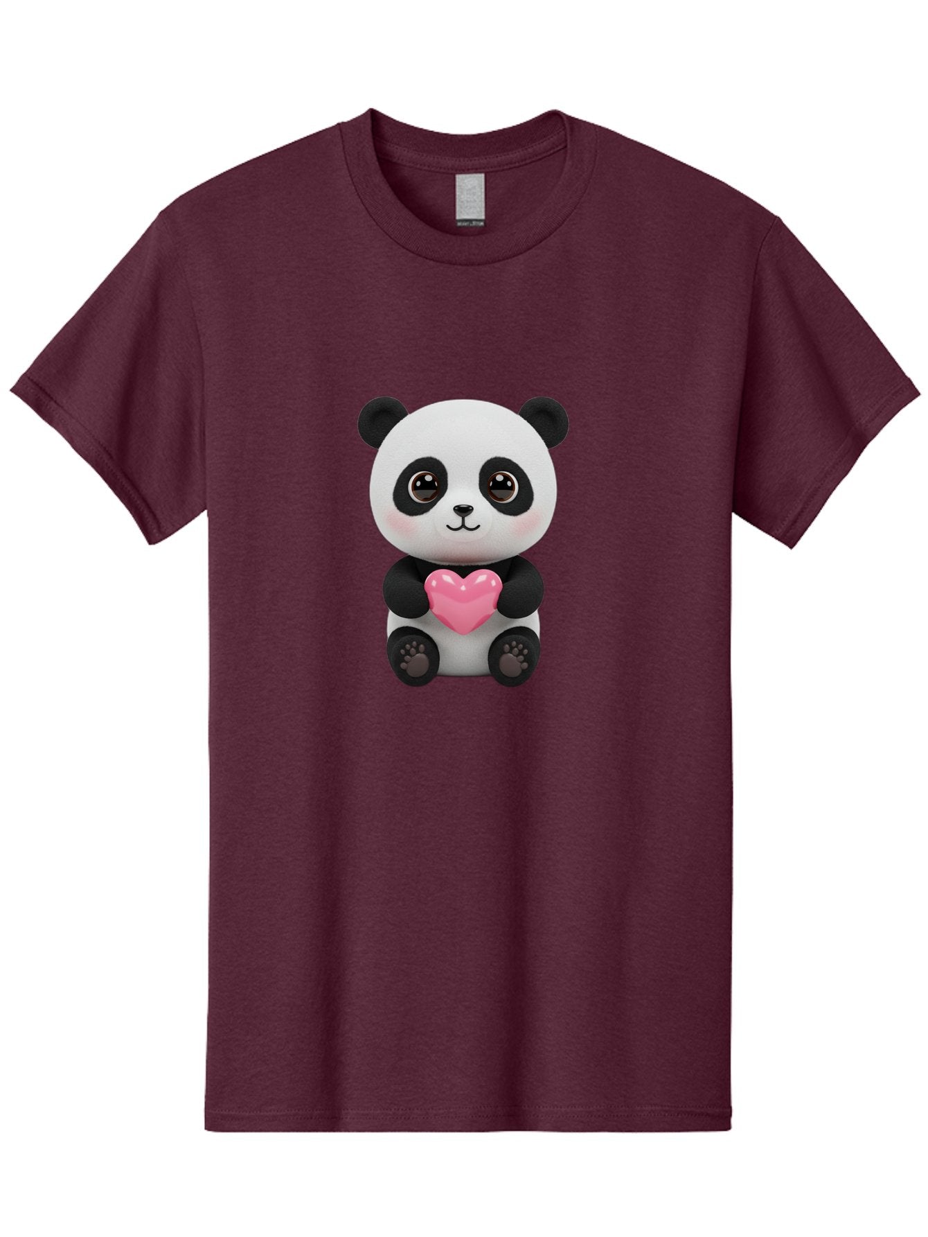 Panda-With-Heart Men'S Graphic Tee, 100% Cotton, Comfortable Casual Summer Wear, Machine Washable, Kawaii Panda Bear, Cute Cartoon Character, Pink Heart Symbol, Adorable Illustration, Love And Affection, Digital Art, Heartwarming Scene, Bae621 11