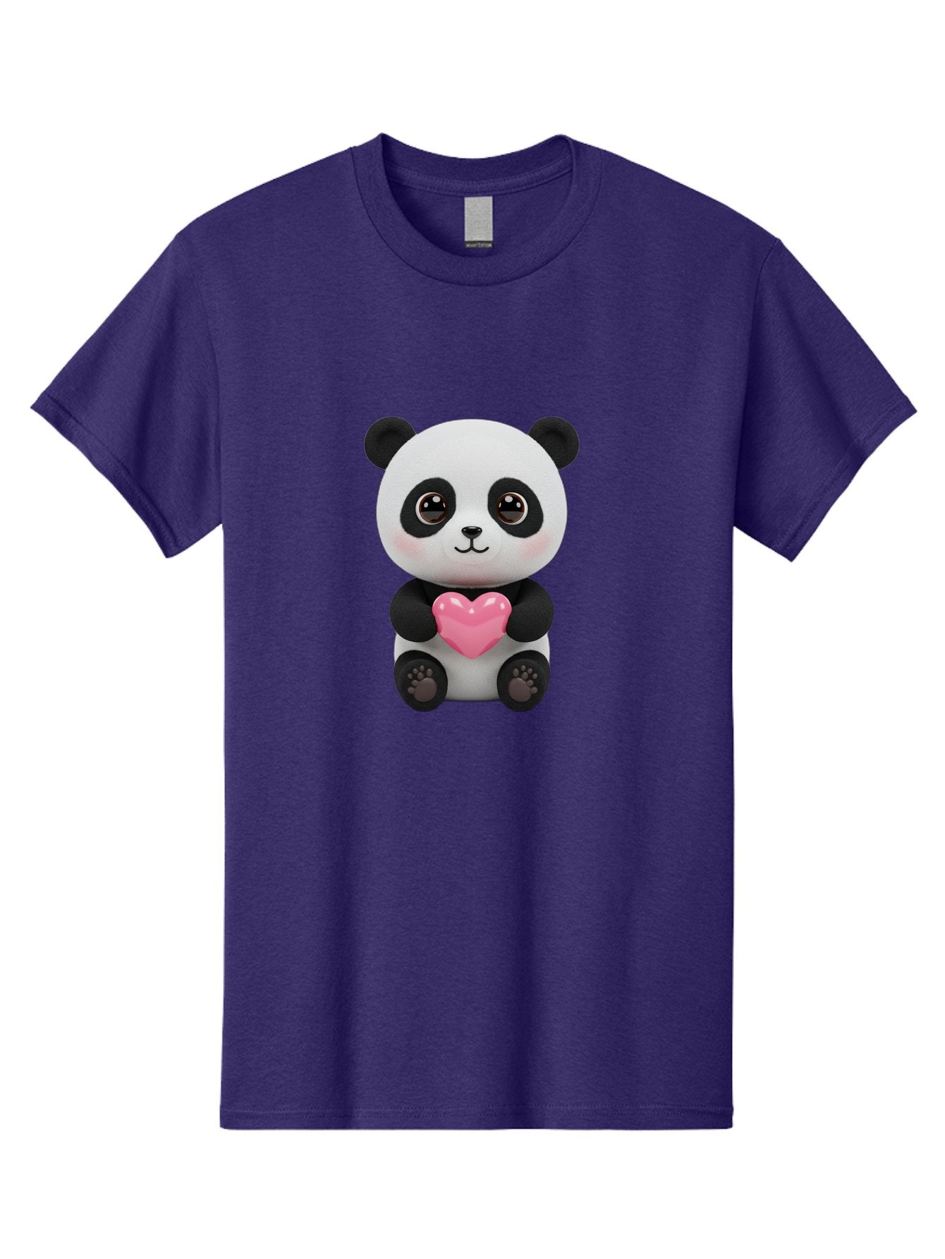 Panda-With-Heart Men'S Graphic Tee, 100% Cotton, Comfortable Casual Summer Wear, Machine Washable, Kawaii Panda Bear, Cute Cartoon Character, Pink Heart Symbol, Adorable Illustration, Love And Affection, Digital Art, Heartwarming Scene, Bae621 10