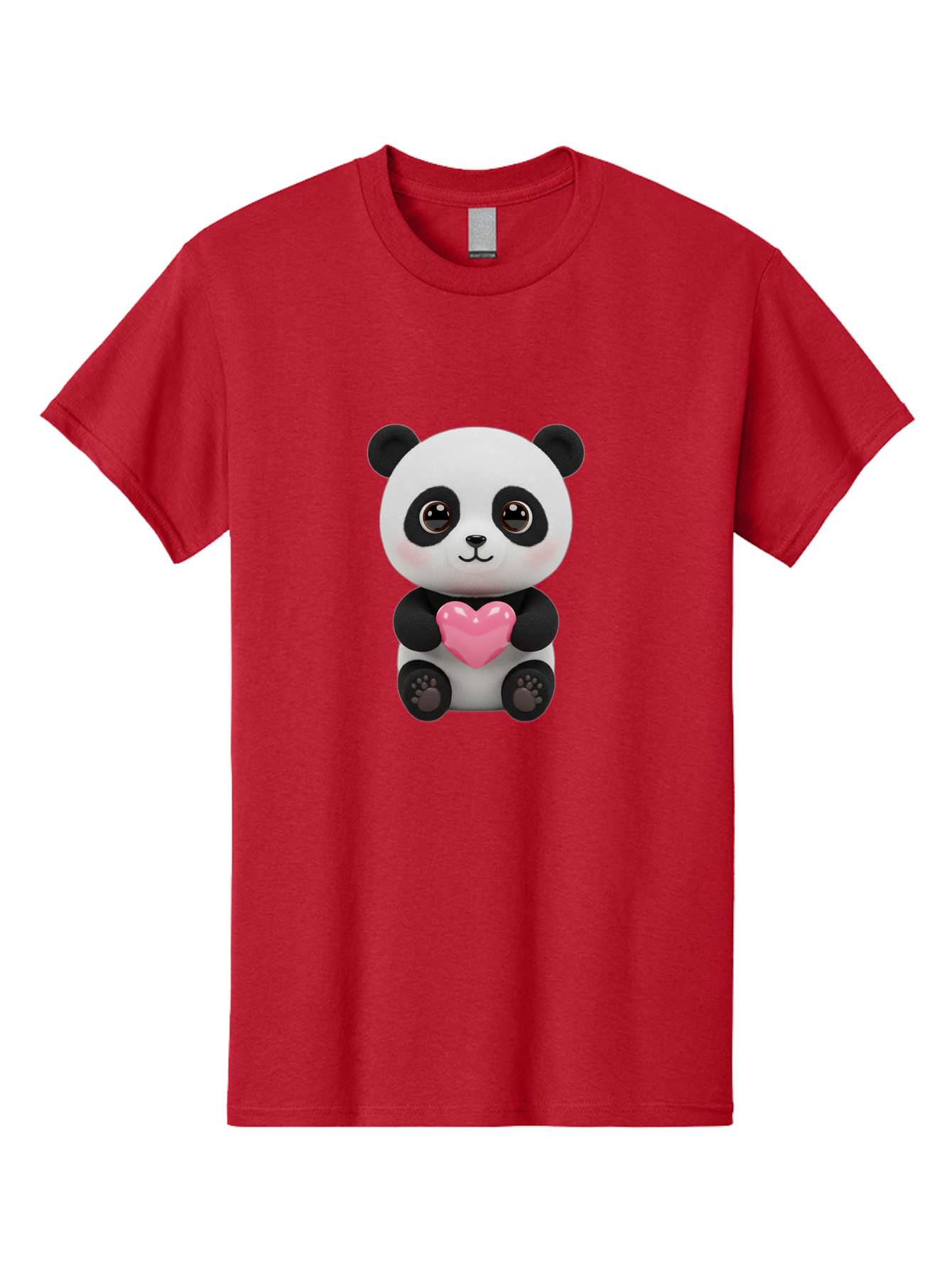 Panda-With-Heart Men'S Graphic Tee, 100% Cotton, Comfortable Casual Summer Wear, Machine Washable, Kawaii Panda Bear, Cute Cartoon Character, Pink Heart Symbol, Adorable Illustration, Love And Affection, Digital Art, Heartwarming Scene, Bae621 9