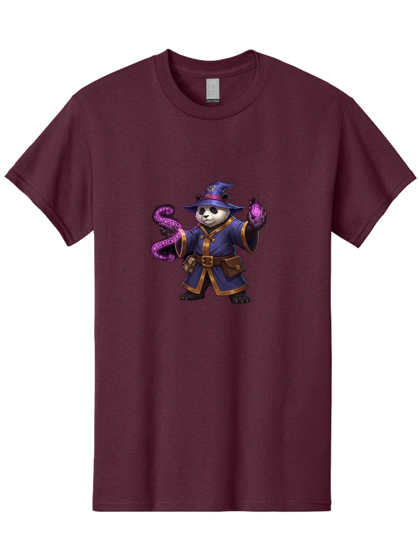 Panda-Wizard Men'S Graphic Tee, 100% Cotton, Comfortable Casual Summer Wear, Machine Washable, Cartoon Panda Wizard, Magic Spell, Mystical Creature, Fantasy Art, Purple Magic, Wizard Robe, Gold Trim, Mystical Symbols, Adorable Panda, Bae625 12