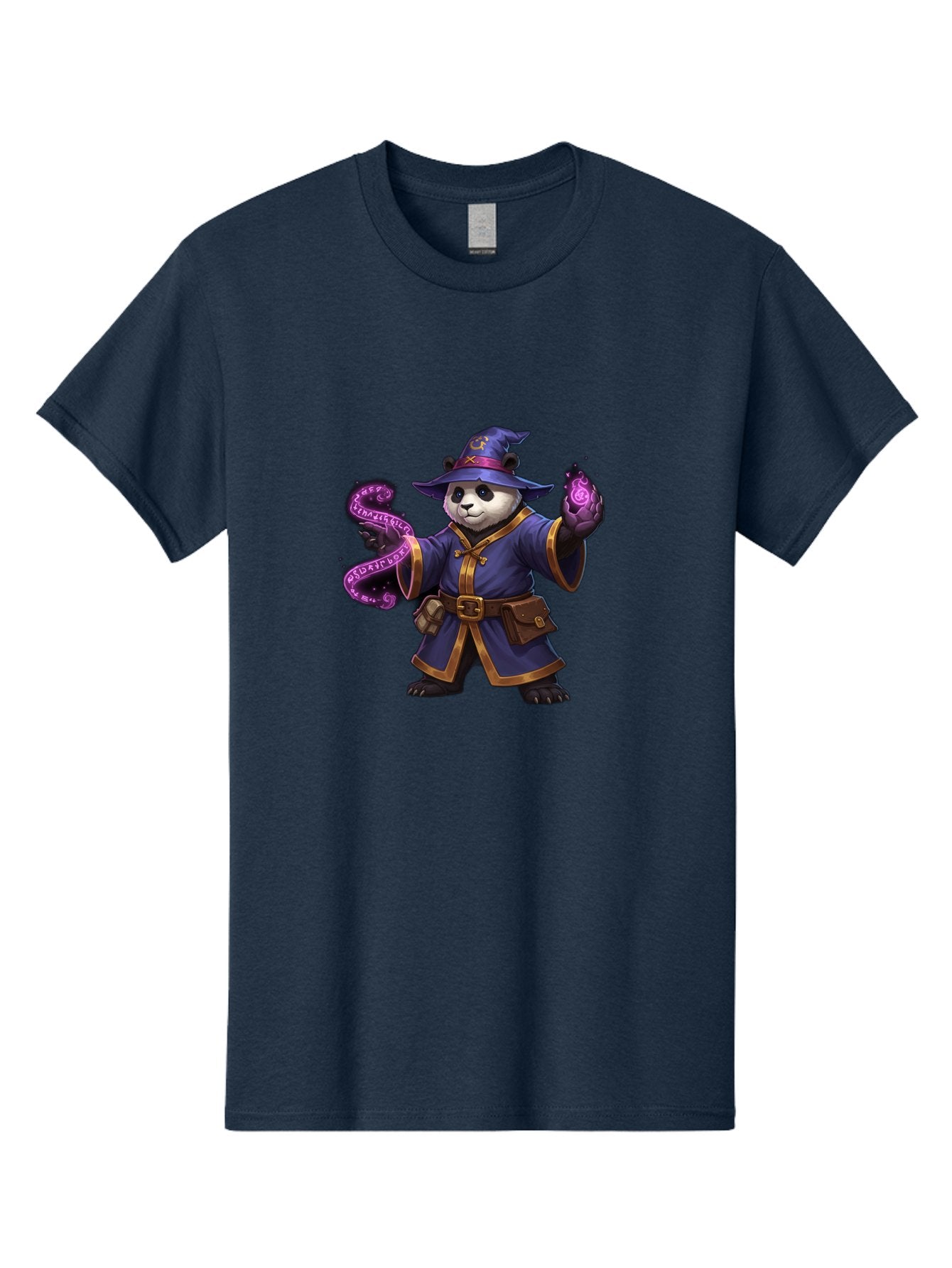 Panda-Wizard Men'S Graphic Tee, 100% Cotton, Comfortable Casual Summer Wear, Machine Washable, Cartoon Panda Wizard, Magic Spell, Mystical Creature, Fantasy Art, Purple Magic, Wizard Robe, Gold Trim, Mystical Symbols, Adorable Panda, Bae625 11