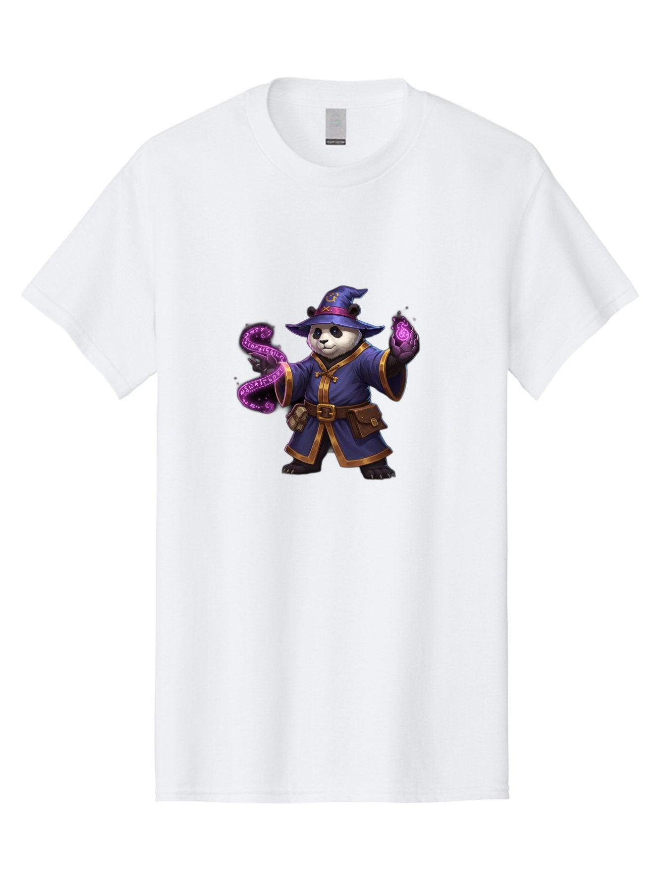 Panda-Wizard Men'S Graphic Tee, 100% Cotton, Comfortable Casual Summer Wear, Machine Washable, Cartoon Panda Wizard, Magic Spell, Mystical Creature, Fantasy Art, Purple Magic, Wizard Robe, Gold Trim, Mystical Symbols, Adorable Panda, Bae625 3