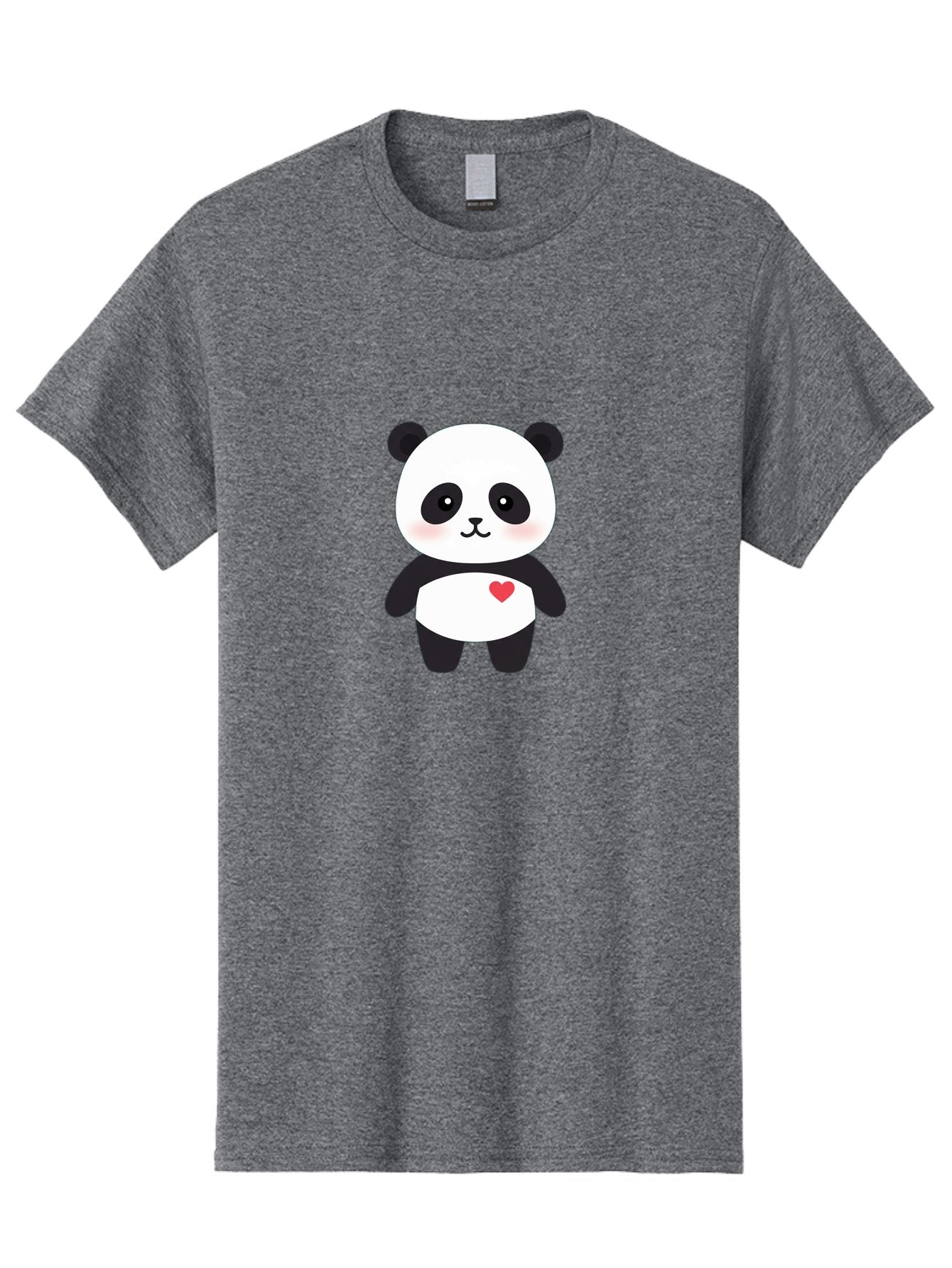 Panda Men'S Graphic Tee, 100% Cotton, Comfortable Casual Summer Wear, Machine Washable, Cute Cartoon Panda, Adorable Illustration, Sweet Panda Bear, Heart On Belly, Kawaii Character, Black And White Panda, Cartoon Love, Sweet Illustration, Bae626 3