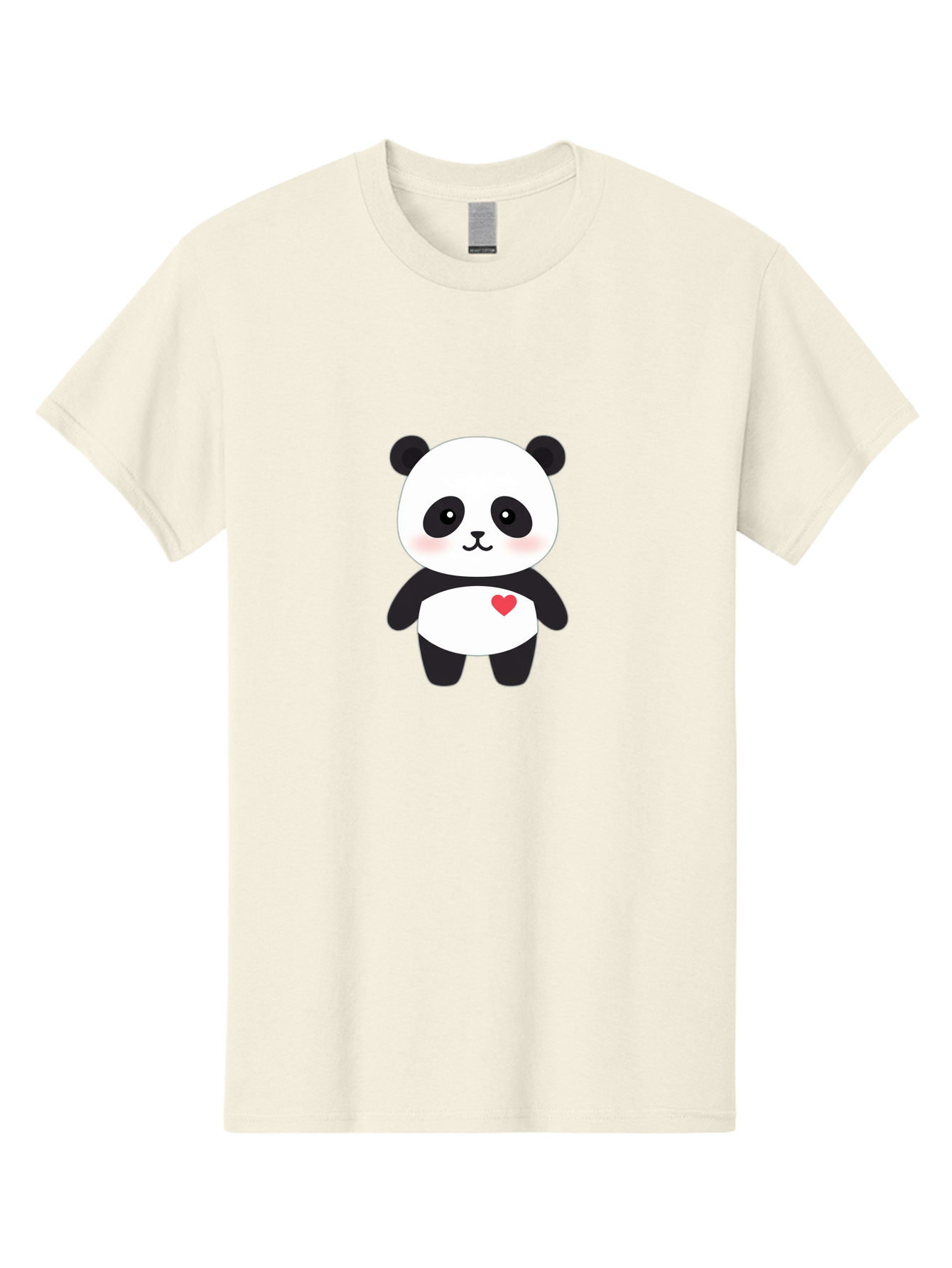 Panda Men'S Graphic Tee, 100% Cotton, Comfortable Casual Summer Wear, Machine Washable, Cute Cartoon Panda, Adorable Illustration, Sweet Panda Bear, Heart On Belly, Kawaii Character, Black And White Panda, Cartoon Love, Sweet Illustration, Bae626 4
