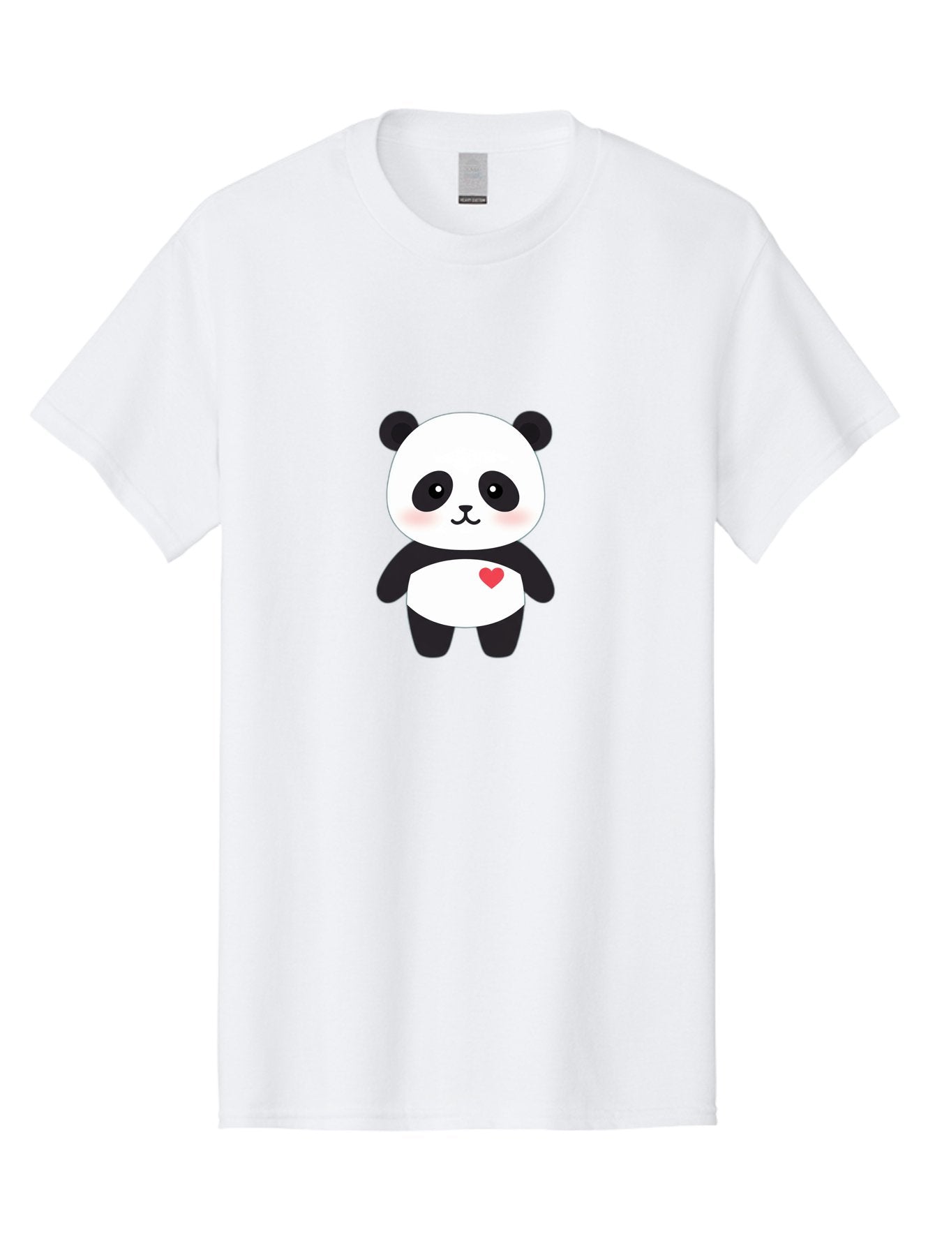 Panda Men'S Graphic Tee, 100% Cotton, Comfortable Casual Summer Wear, Machine Washable, Cute Cartoon Panda, Adorable Illustration, Sweet Panda Bear, Heart On Belly, Kawaii Character, Black And White Panda, Cartoon Love, Sweet Illustration, Bae626 5