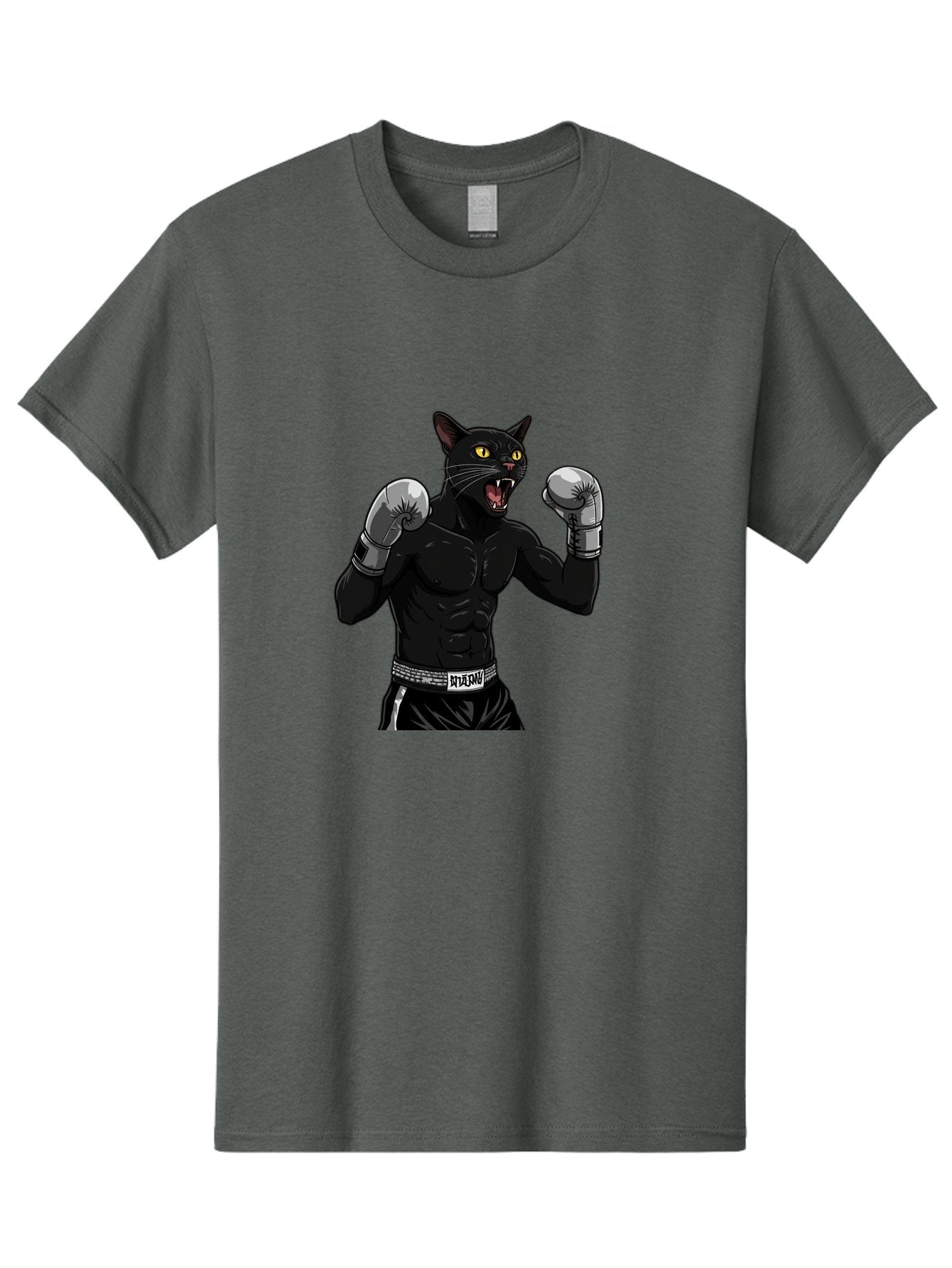Panther-Boxing Men'S Graphic Tee, 100% Cotton, Comfortable Casual Summer Wear, Machine Washable, Boxing Cat, Muscular Cat, Black Panther, Cat With Boxing Gloves, Fight Mode, Riptide, Feline Boxer, Intense Expression, Cartoon Character Bae627 10