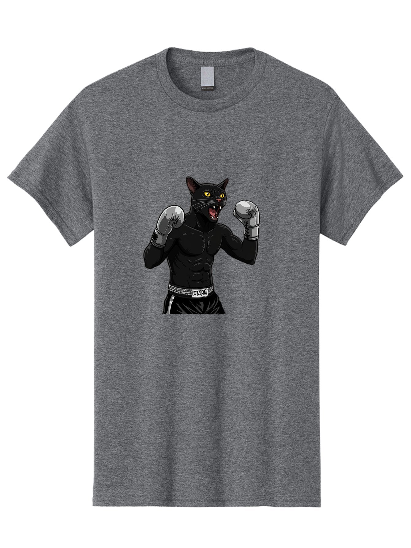Panther-Boxing Men'S Graphic Tee, 100% Cotton, Comfortable Casual Summer Wear, Machine Washable, Boxing Cat, Muscular Cat, Black Panther, Cat With Boxing Gloves, Fight Mode, Riptide, Feline Boxer, Intense Expression, Cartoon Character Bae627 11