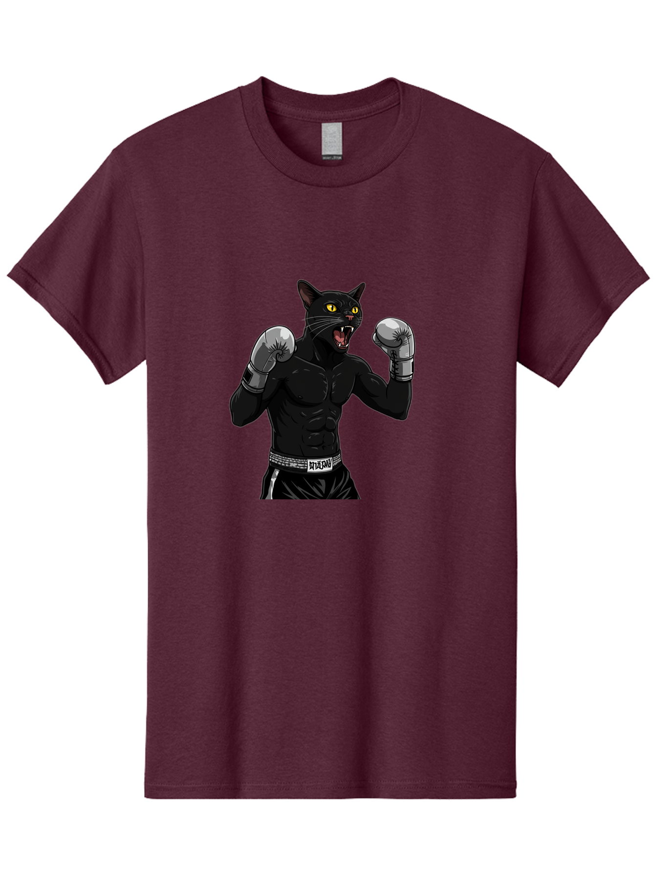 Panther-Boxing Men'S Graphic Tee, 100% Cotton, Comfortable Casual Summer Wear, Machine Washable, Boxing Cat, Muscular Cat, Black Panther, Cat With Boxing Gloves, Fight Mode, Riptide, Feline Boxer, Intense Expression, Cartoon Character Bae627 11