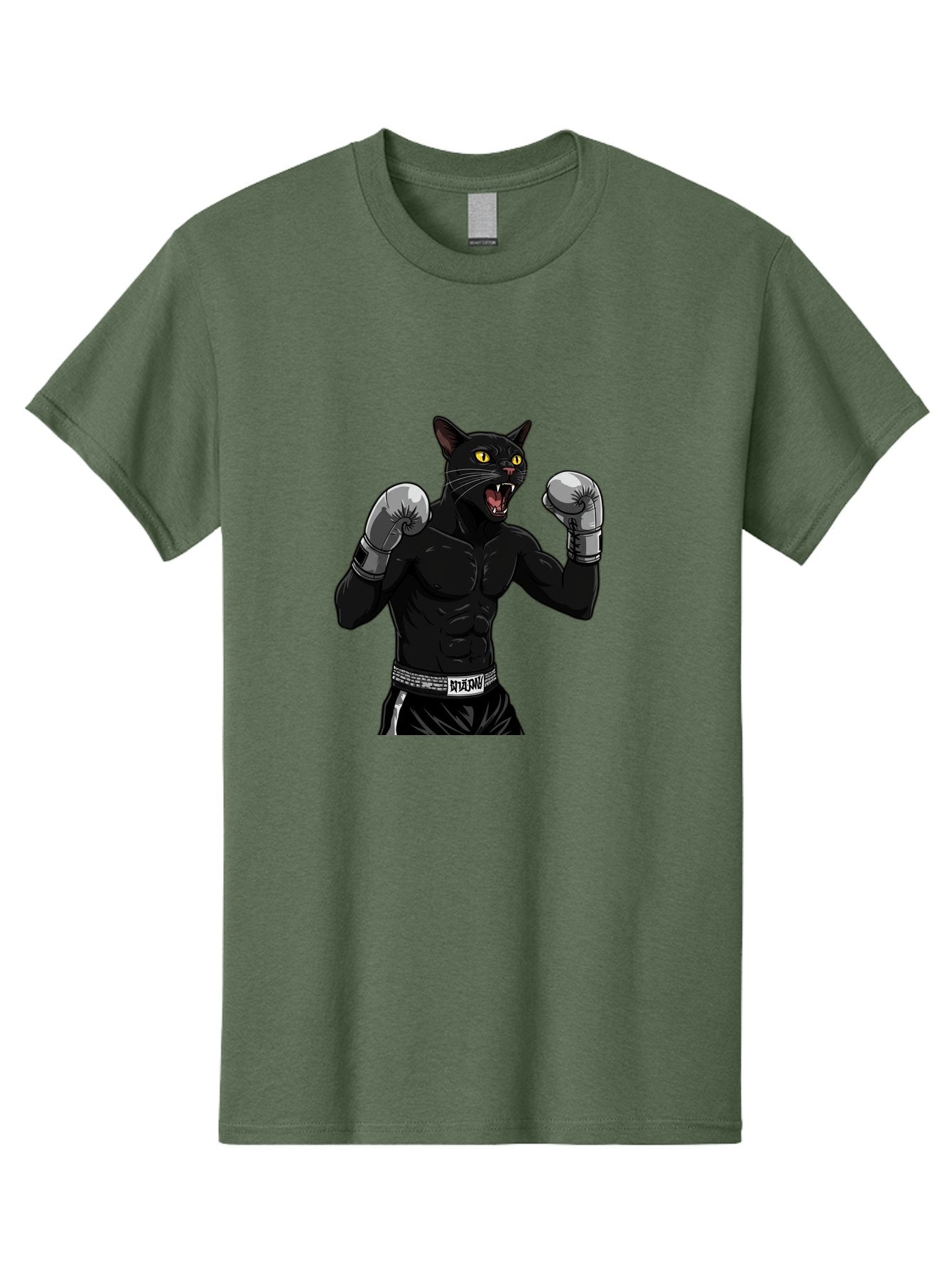 Panther-Boxing Men'S Graphic Tee, 100% Cotton, Comfortable Casual Summer Wear, Machine Washable, Boxing Cat, Muscular Cat, Black Panther, Cat With Boxing Gloves, Fight Mode, Riptide, Feline Boxer, Intense Expression, Cartoon Character Bae627 5