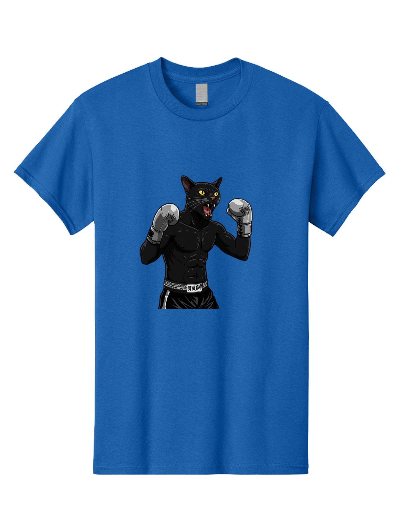 Panther-Boxing Men'S Graphic Tee, 100% Cotton, Comfortable Casual Summer Wear, Machine Washable, Boxing Cat, Muscular Cat, Black Panther, Cat With Boxing Gloves, Fight Mode, Riptide, Feline Boxer, Intense Expression, Cartoon Character Bae627 6