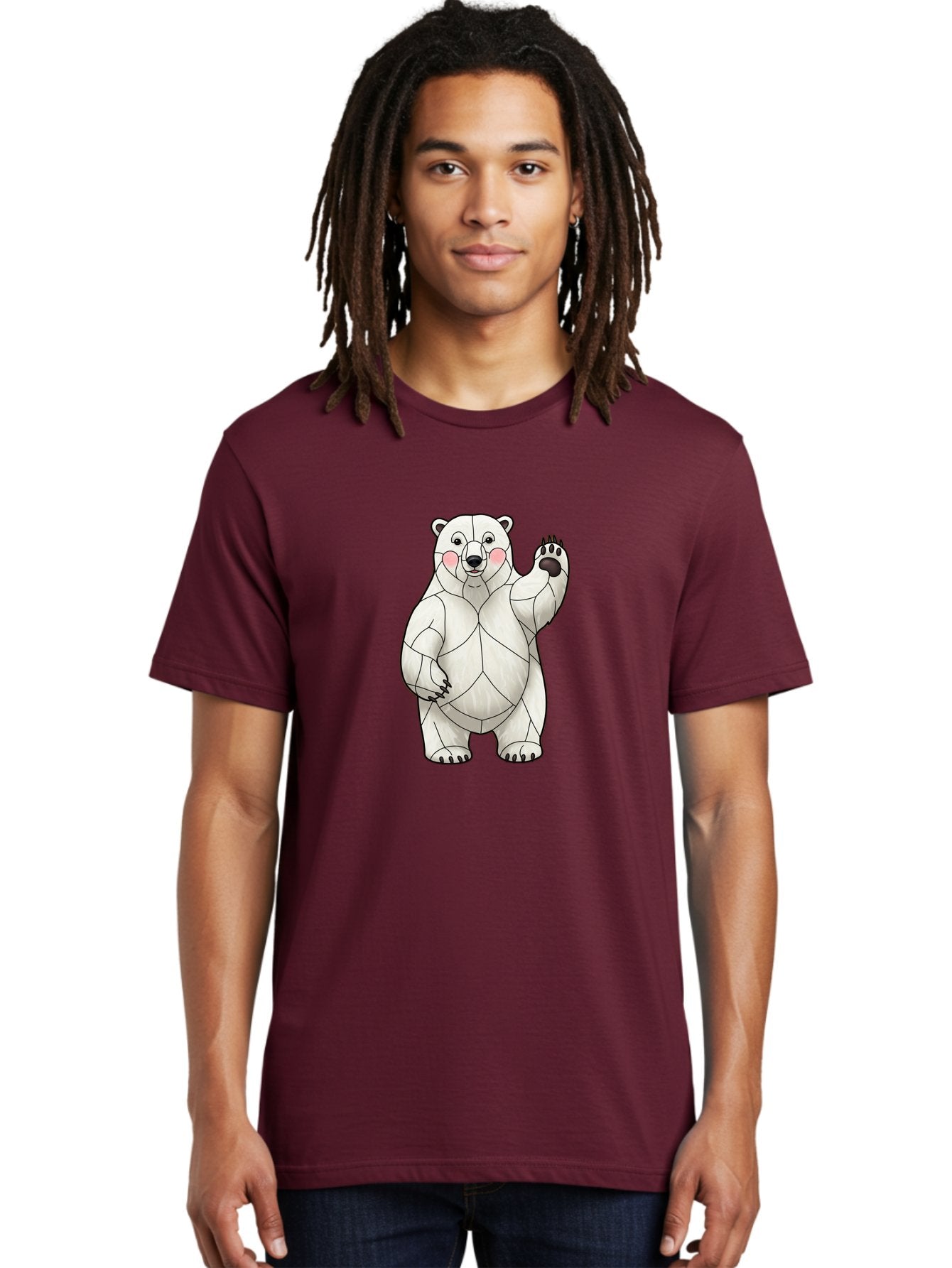 Paper-Polar-Bear-1 Men'S Graphic Tee, 100% Cotton, Comfortable Casual Summer Wear, Machine Washable, Paper Craft Polar Bear, Origami Bear, White Bear, Cartoon Bear, Friendly Bear, Waving Bear, Folded Paper Art, Cute Bear, Playful Bear, Bae628 20