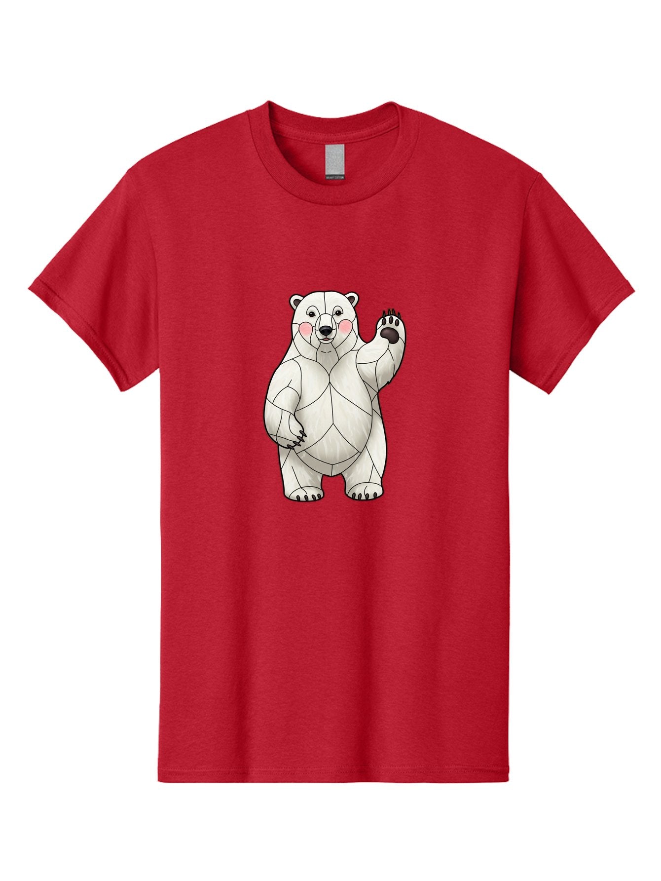 Paper-Polar-Bear-1 Men'S Graphic Tee, 100% Cotton, Comfortable Casual Summer Wear, Machine Washable, Paper Craft Polar Bear, Origami Bear, White Bear, Cartoon Bear, Friendly Bear, Waving Bear, Folded Paper Art, Cute Bear, Playful Bear, Bae628 3