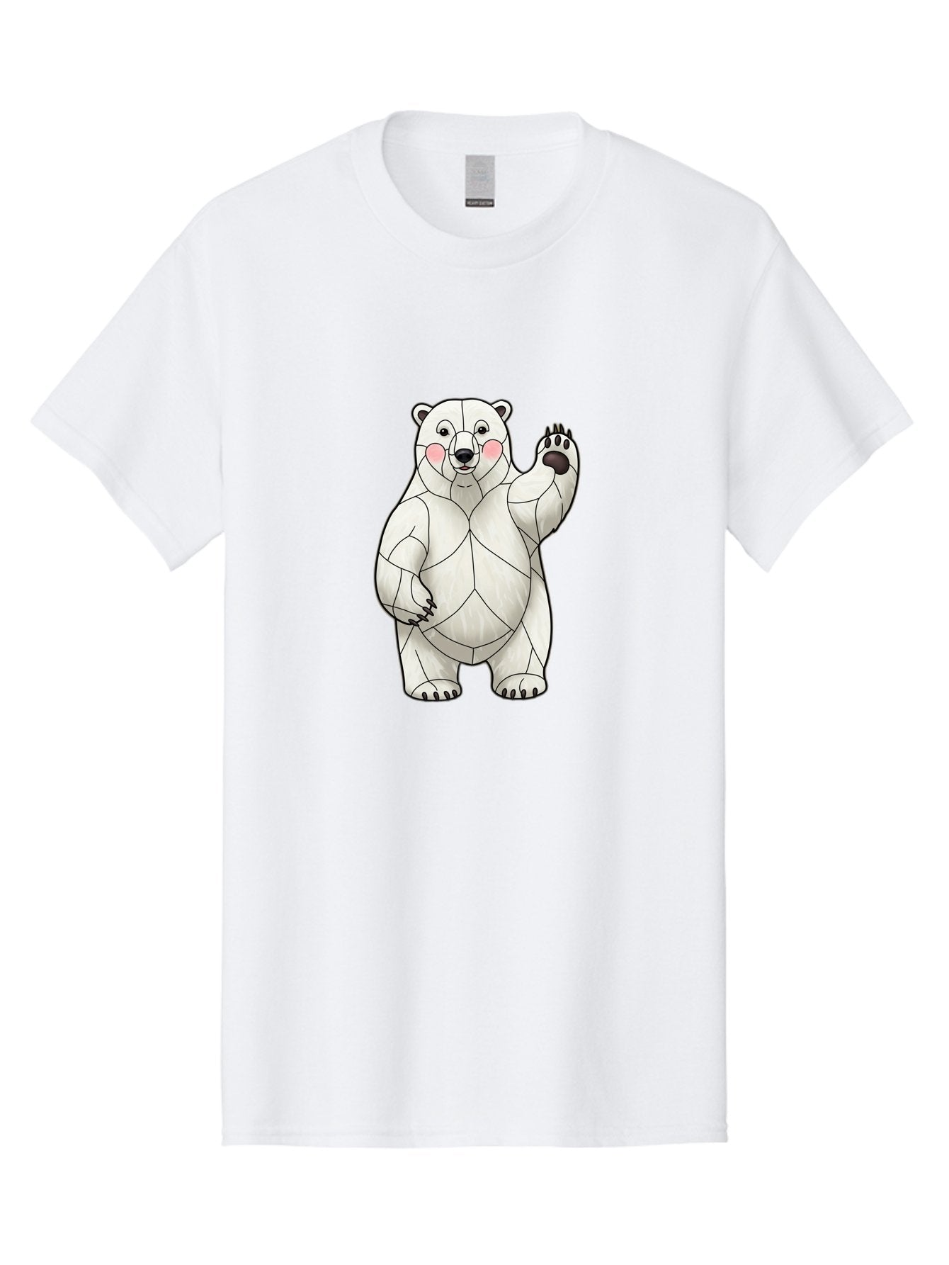 Paper-Polar-Bear-1 Men'S Graphic Tee, 100% Cotton, Comfortable Casual Summer Wear, Machine Washable, Paper Craft Polar Bear, Origami Bear, White Bear, Cartoon Bear, Friendly Bear, Waving Bear, Folded Paper Art, Cute Bear, Playful Bear, Bae628 4