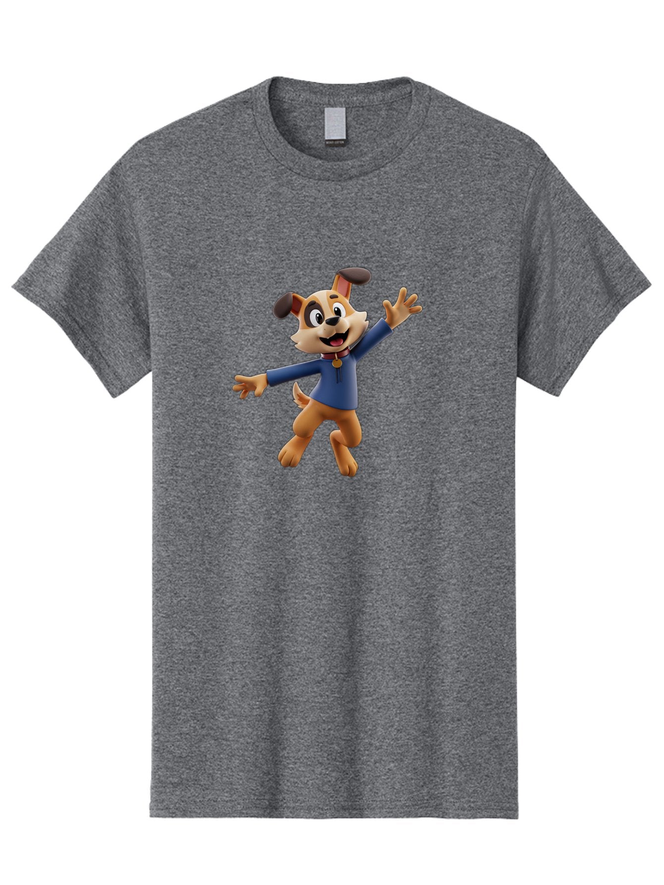 Paw-Patrol Men'S Graphic Tee, 100% Cotton, Comfortable Casual Summer Wear, Machine Washable, Cartoon Dog, Happy Dog, Dog Character, Playful Pup, Paw Patrol Mascot, Dog In Blue Shirt, Animated Canine, Fun Loving Dog, Dog With Outstretched Arms Bae630