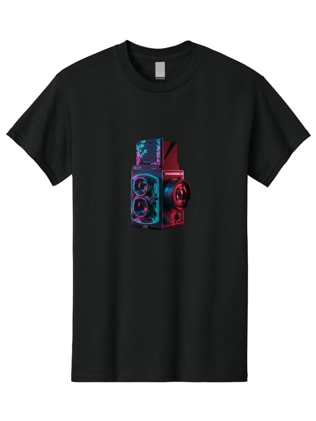 Pects-Lumary Men'S Graphic Tee, 100% Cotton, Comfortable Casual Summer Wear, Machine Washable, Pects Lumary Camera, Professional Photography, Neon Lights, Futuristic Design, Camera Equipment, Floral Patterns, Vibrant Colors, Photography Gear, Bae631 11