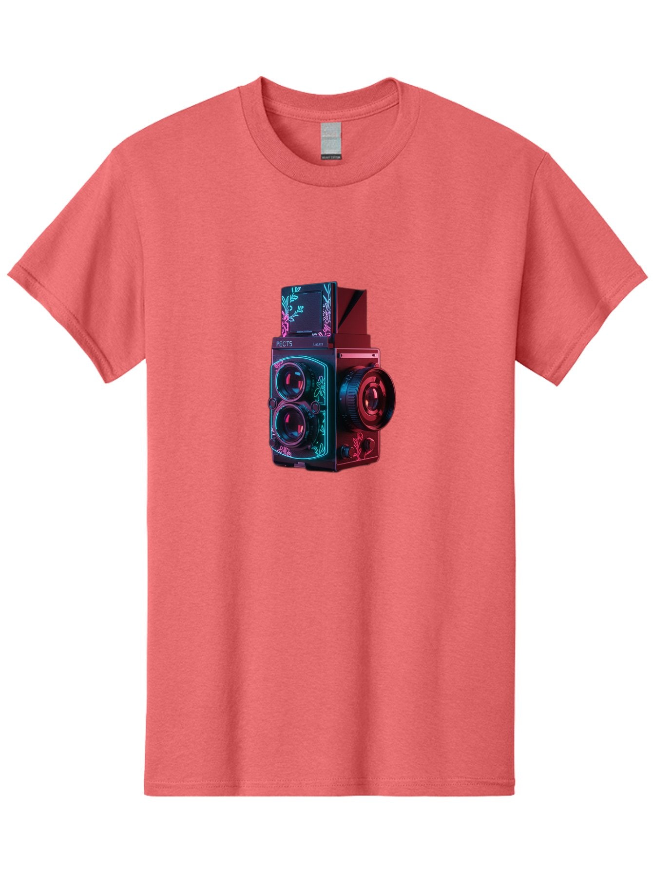 Pects-Lumary Men'S Graphic Tee, 100% Cotton, Comfortable Casual Summer Wear, Machine Washable, Pects Lumary Camera, Professional Photography, Neon Lights, Futuristic Design, Camera Equipment, Floral Patterns, Vibrant Colors, Photography Gear, Bae631 6