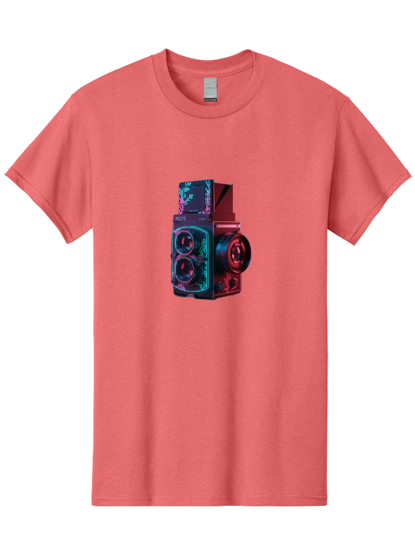 Pects-Lumary Men'S Graphic Tee, 100% Cotton, Comfortable Casual Summer Wear, Machine Washable, Pects Lumary Camera, Professional Photography, Neon Lights, Futuristic Design, Camera Equipment, Floral Patterns, Vibrant Colors, Photography Gear, Bae631 7
