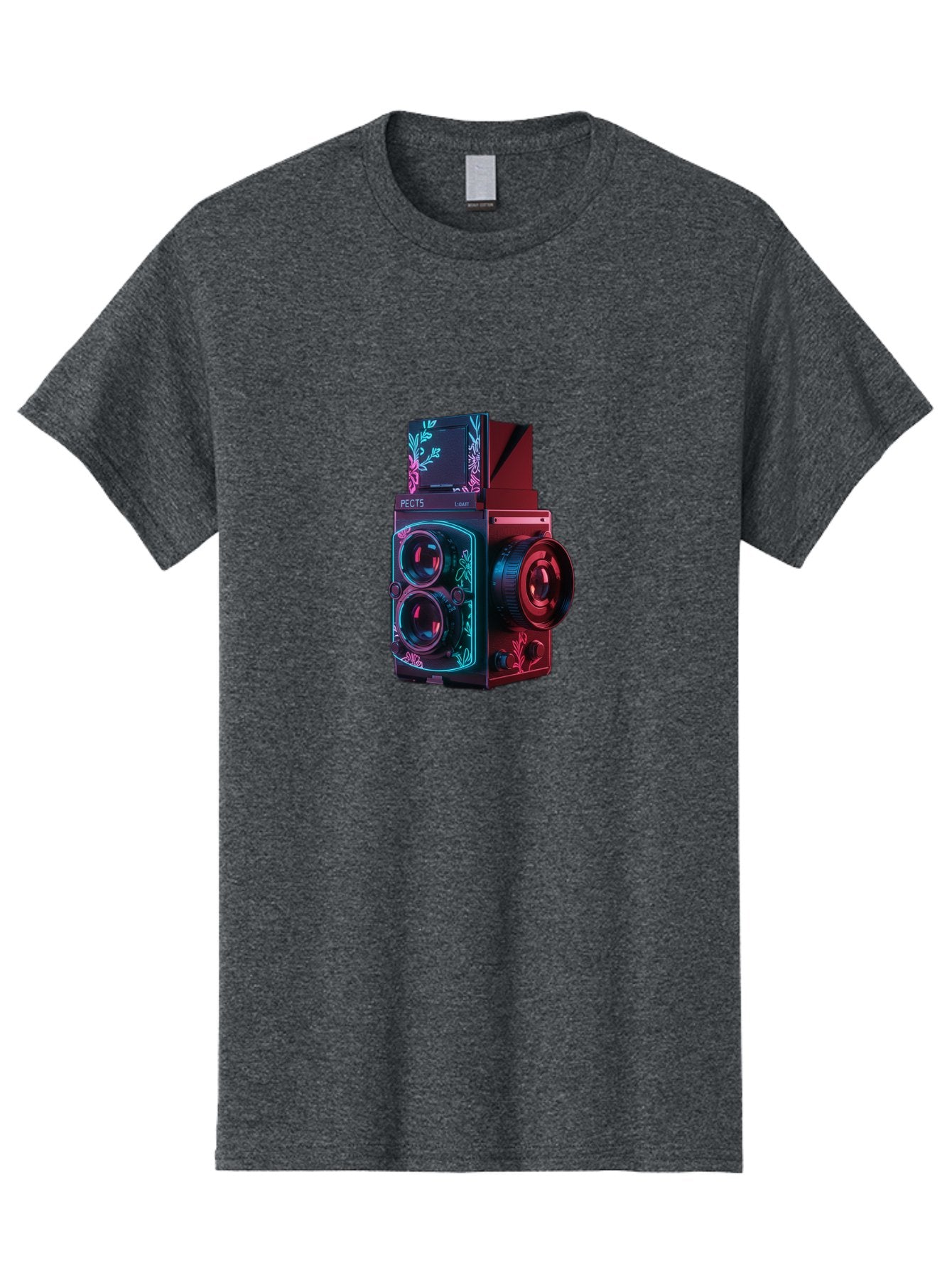 Pects-Lumary Men'S Graphic Tee, 100% Cotton, Comfortable Casual Summer Wear, Machine Washable, Pects Lumary Camera, Professional Photography, Neon Lights, Futuristic Design, Camera Equipment, Floral Patterns, Vibrant Colors, Photography Gear, Bae631