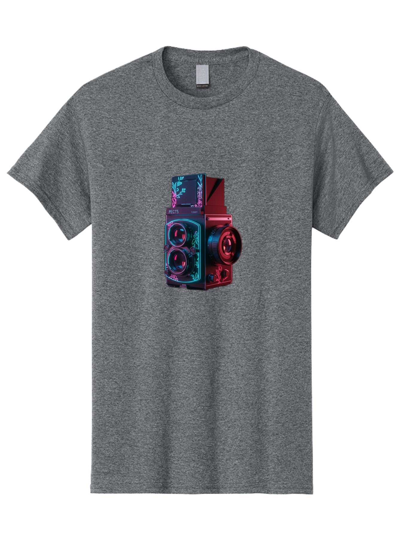 Pects-Lumary Men'S Graphic Tee, 100% Cotton, Comfortable Casual Summer Wear, Machine Washable, Pects Lumary Camera, Professional Photography, Neon Lights, Futuristic Design, Camera Equipment, Floral Patterns, Vibrant Colors, Photography Gear, Bae631 13