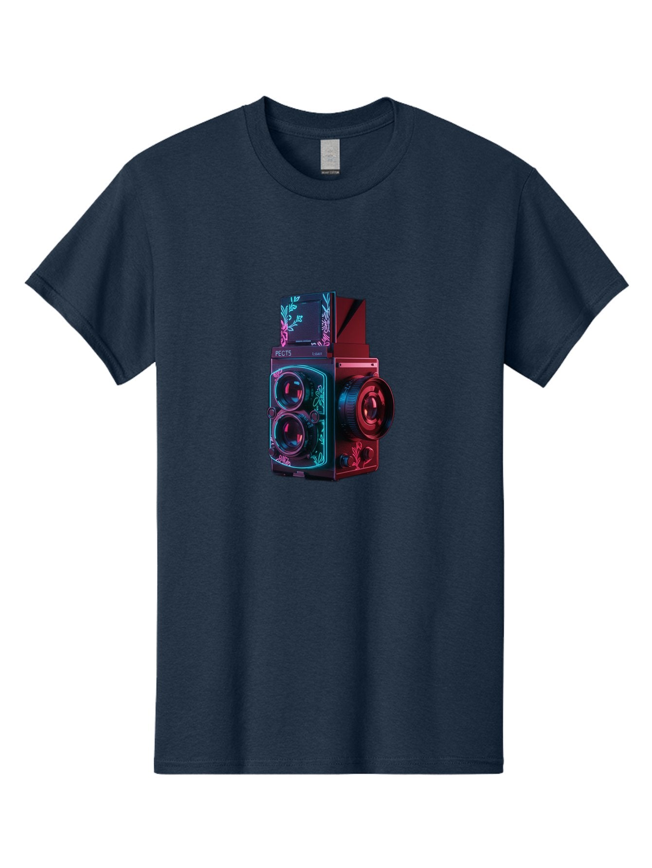 Pects-Lumary Men'S Graphic Tee, 100% Cotton, Comfortable Casual Summer Wear, Machine Washable, Pects Lumary Camera, Professional Photography, Neon Lights, Futuristic Design, Camera Equipment, Floral Patterns, Vibrant Colors, Photography Gear, Bae631