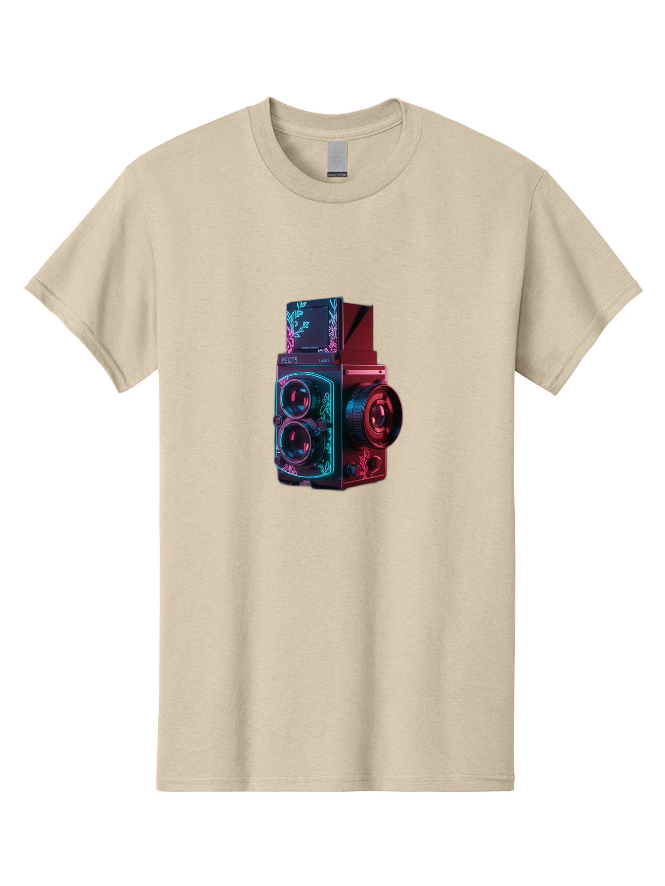 Pects-Lumary Men'S Graphic Tee, 100% Cotton, Comfortable Casual Summer Wear, Machine Washable, Pects Lumary Camera, Professional Photography, Neon Lights, Futuristic Design, Camera Equipment, Floral Patterns, Vibrant Colors, Photography Gear, Bae631