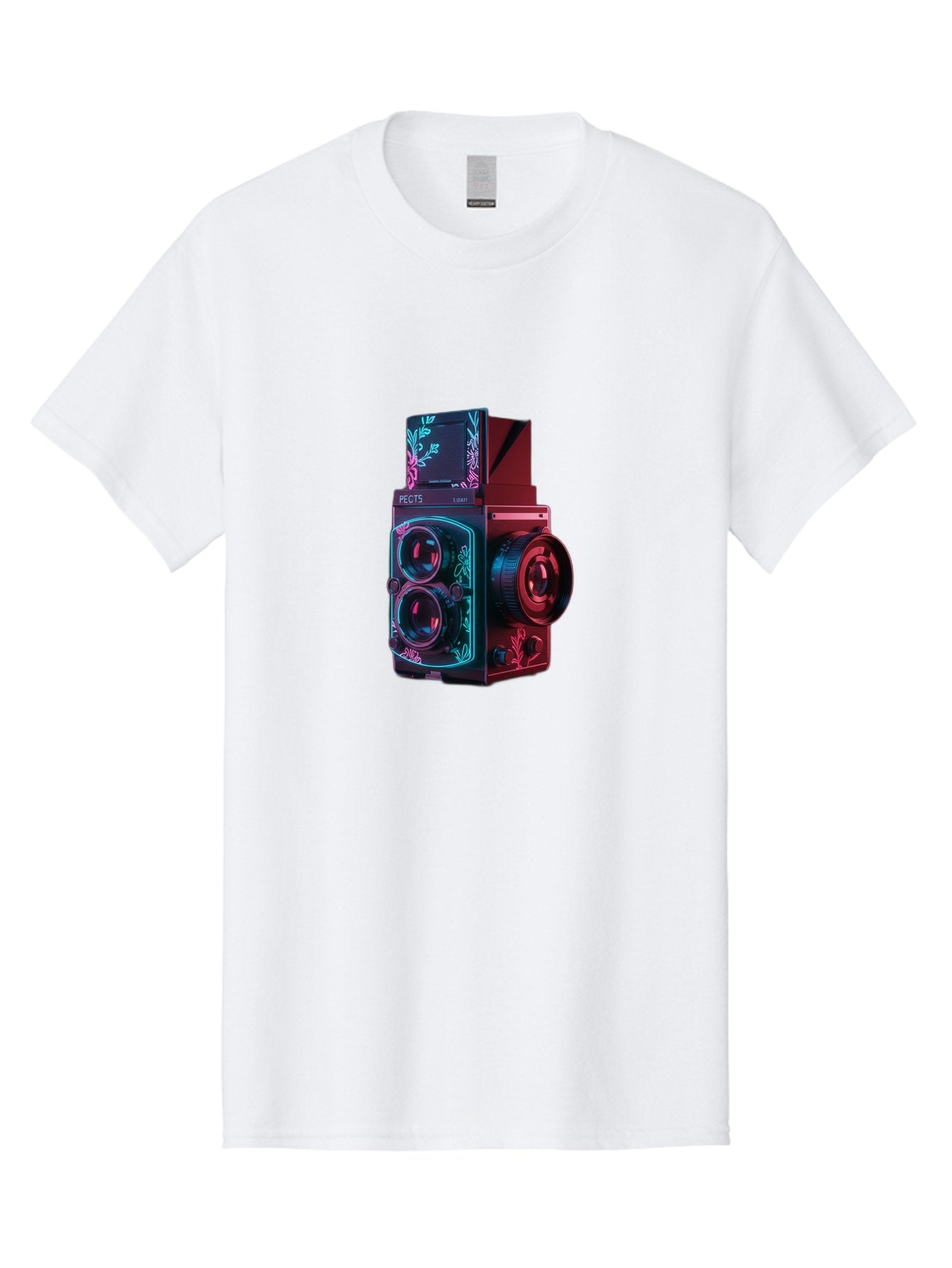 Pects-Lumary Men'S Graphic Tee, 100% Cotton, Comfortable Casual Summer Wear, Machine Washable, Pects Lumary Camera, Professional Photography, Neon Lights, Futuristic Design, Camera Equipment, Floral Patterns, Vibrant Colors, Photography Gear, Bae631 7