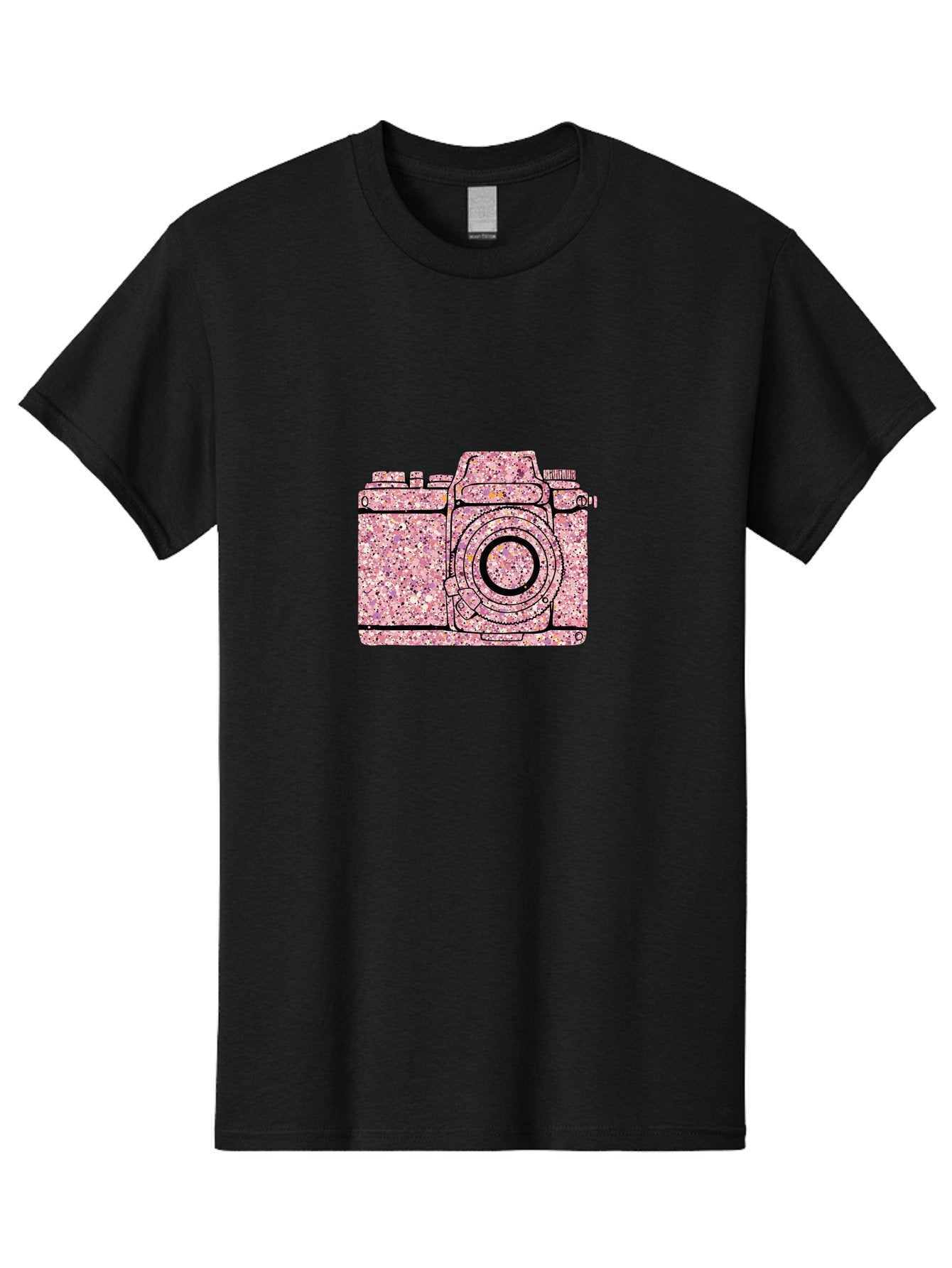 Pink-Camera Men'S Graphic Tee, 100% Cotton, Comfortable Casual Summer Wear, Machine Washable, Pink Camera Illustration, Digital Camera, Photography Equipment, Speckled Texture, Pink And Black Design, Camera, Photography Bae632 12