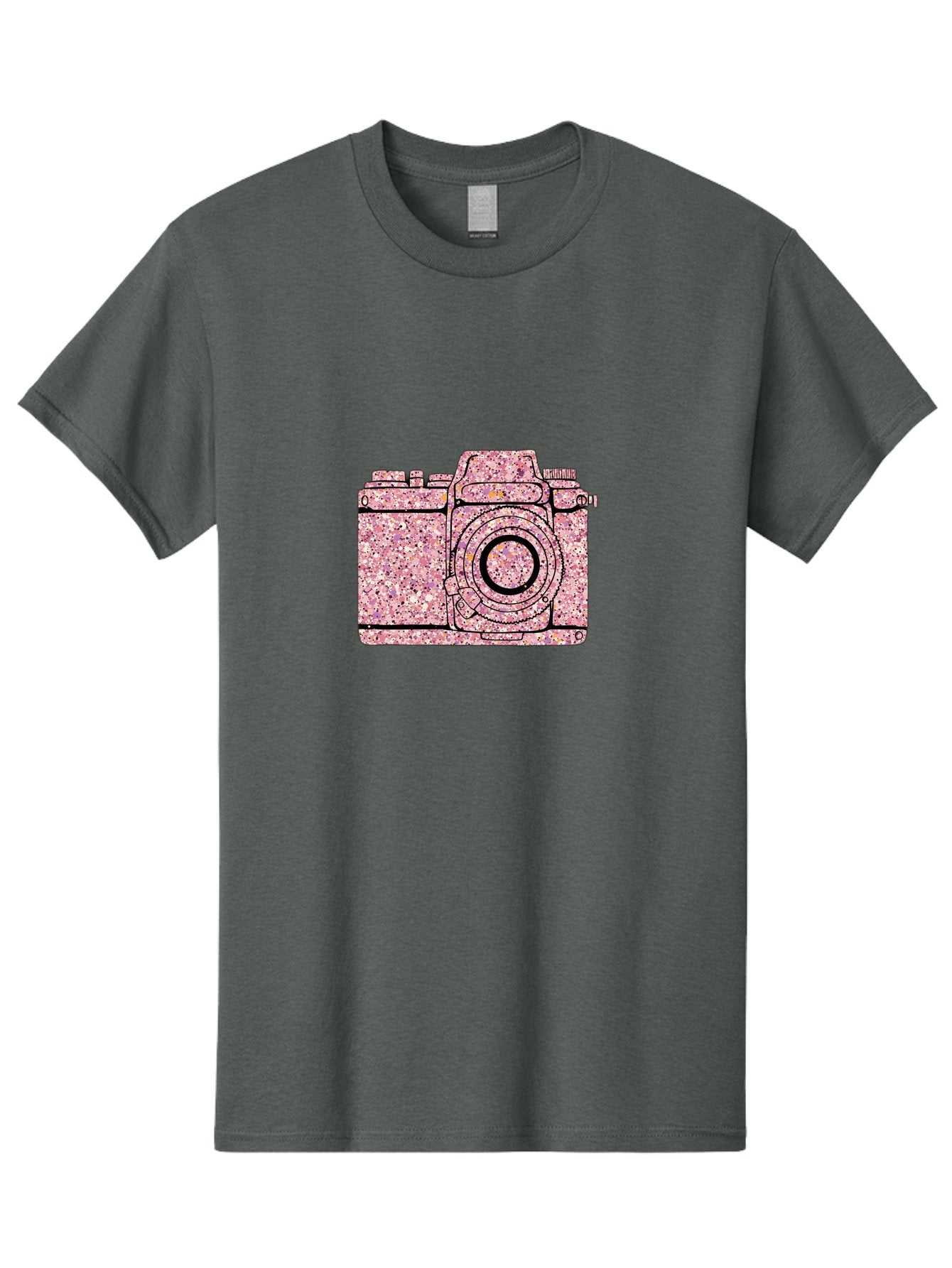 Pink-Camera Men'S Graphic Tee, 100% Cotton, Comfortable Casual Summer Wear, Machine Washable, Pink Camera Illustration, Digital Camera, Photography Equipment, Speckled Texture, Pink And Black Design, Camera, Photography Bae632 4